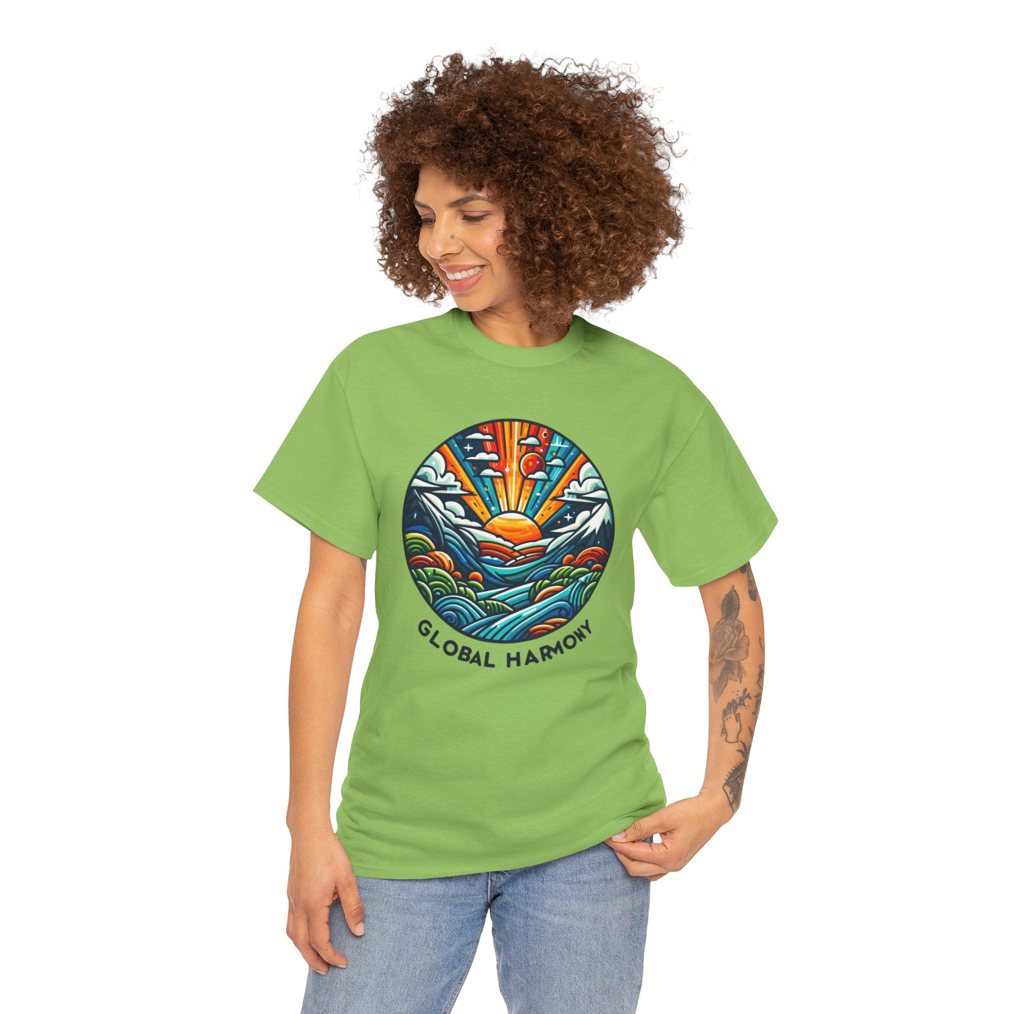 World Harmony T-Shirt: Spread Peace & Unity with Global-Inspired Design"