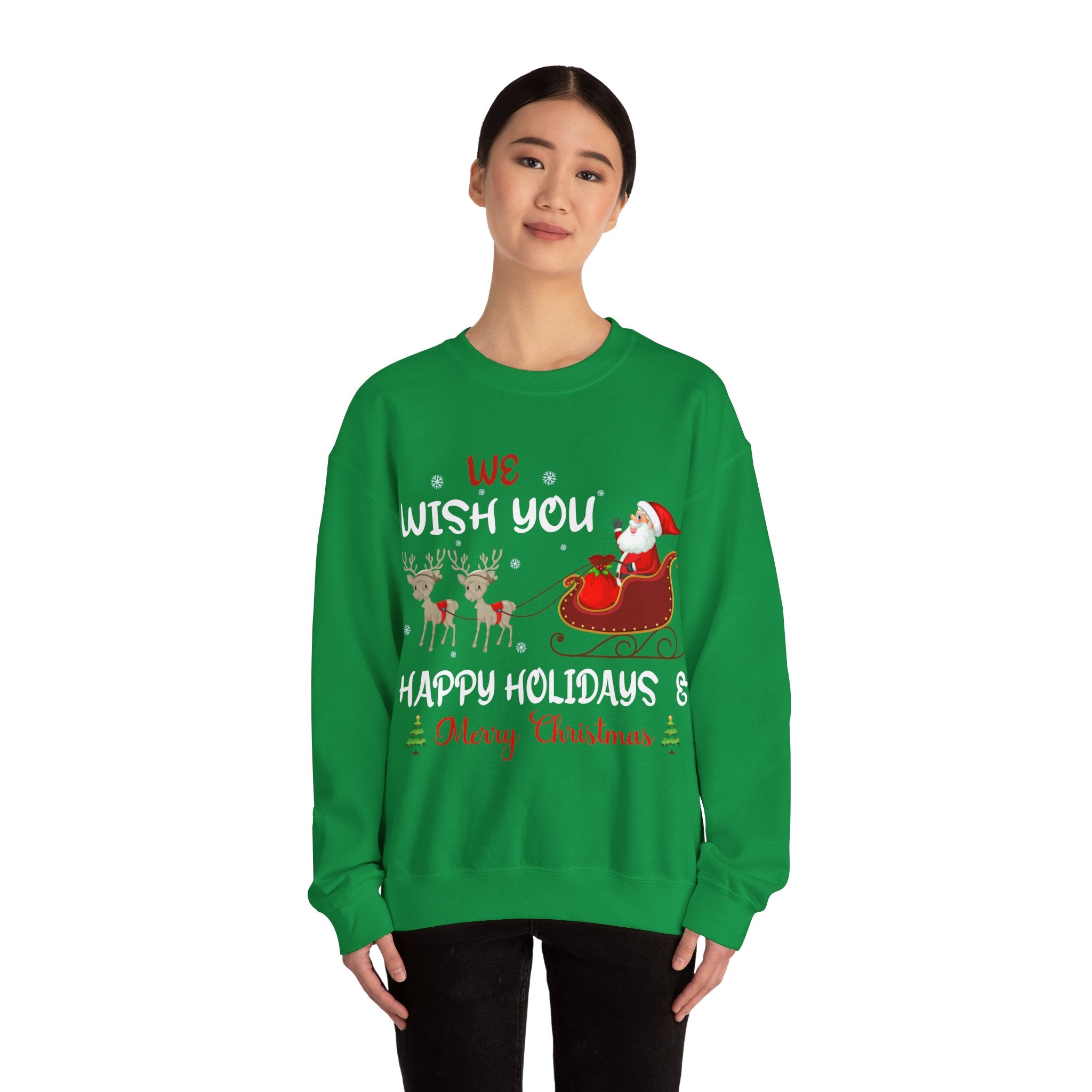 Happy Holiday & Merry Christmas Sweatshirt | Cozy Festive Cheer