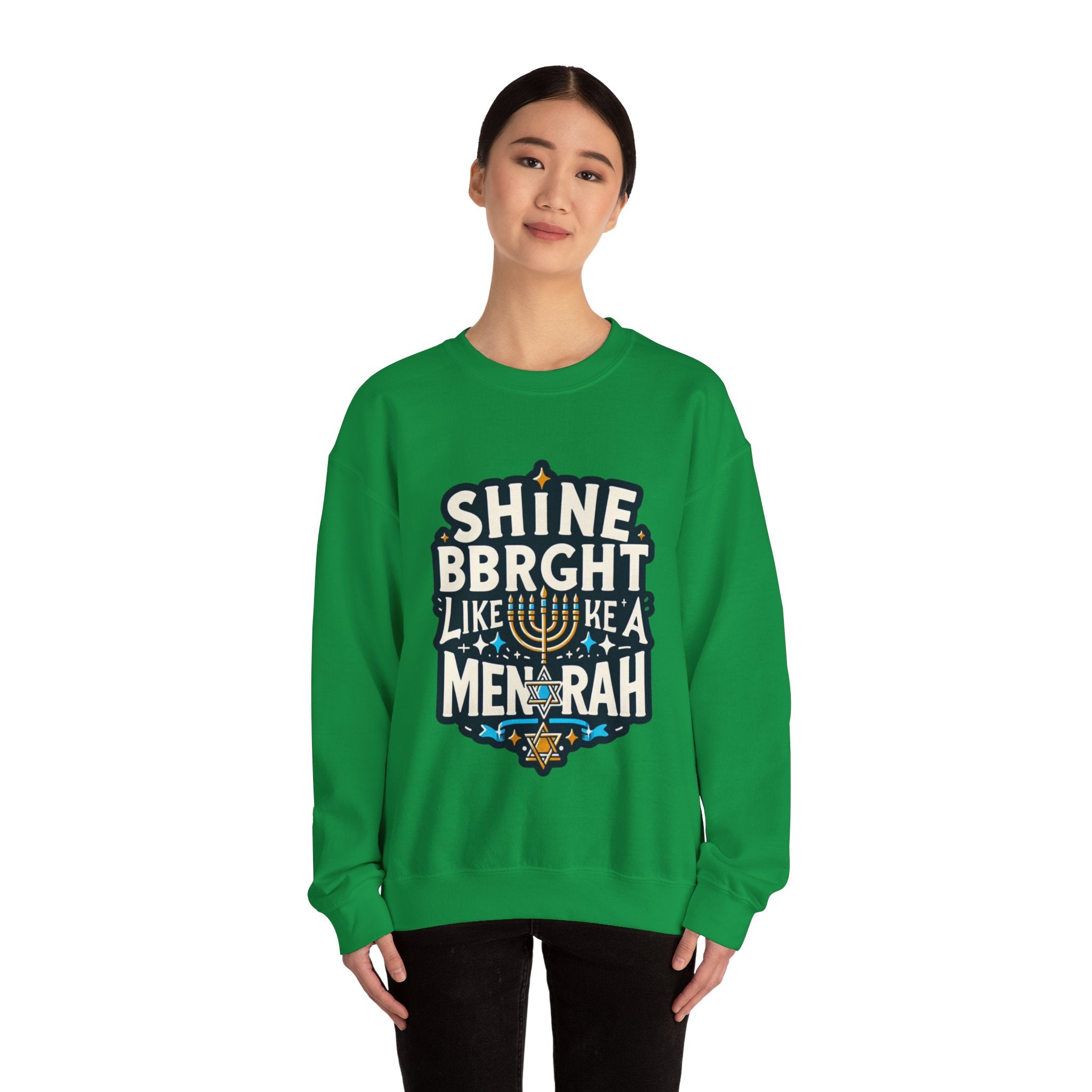 Shine Bright Like a Menorah Sweatshirt: Celebrate the Radiance of Hanukkah in Style