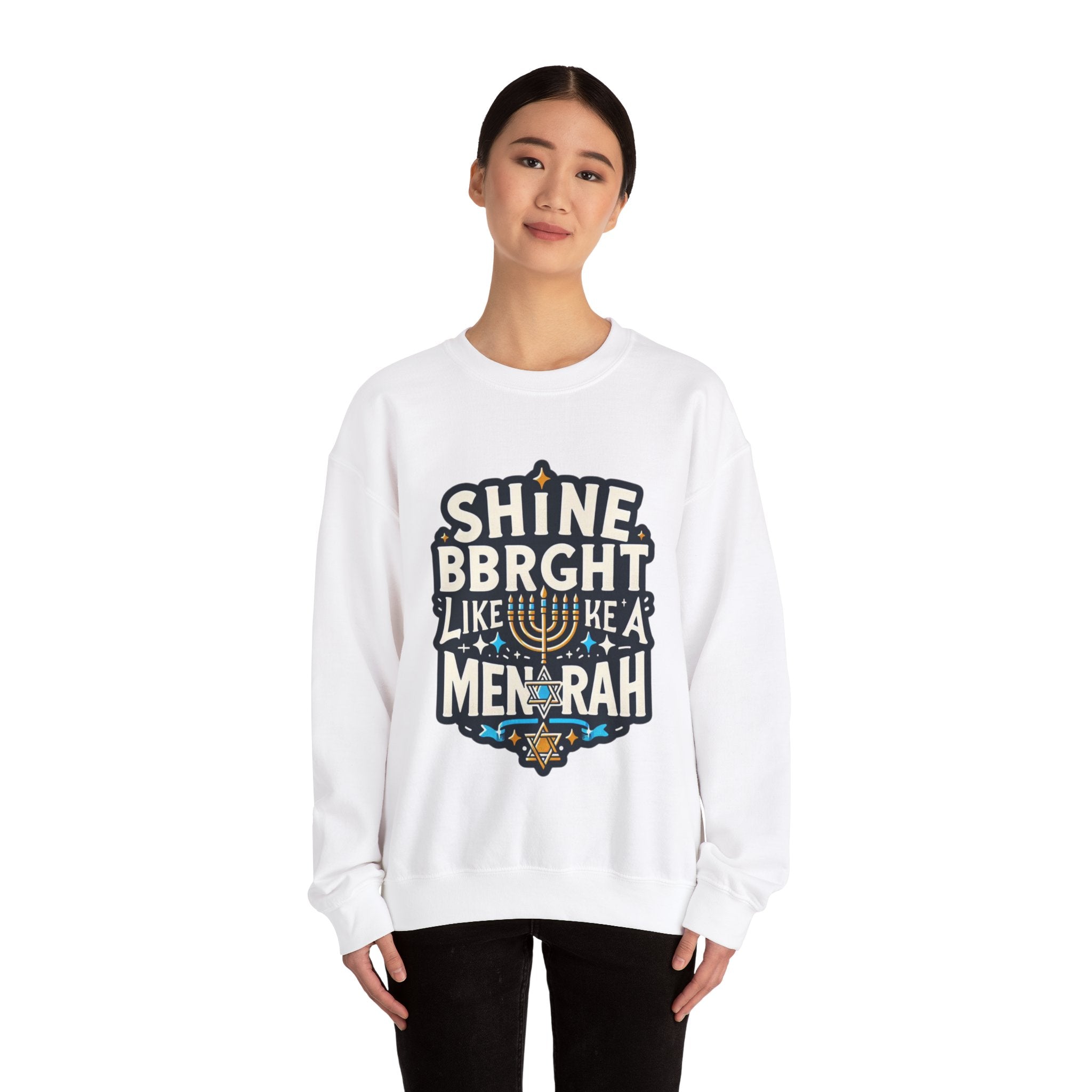 Shine Bright Like a Menorah Sweatshirt: Celebrate the Radiance of Hanukkah in Style