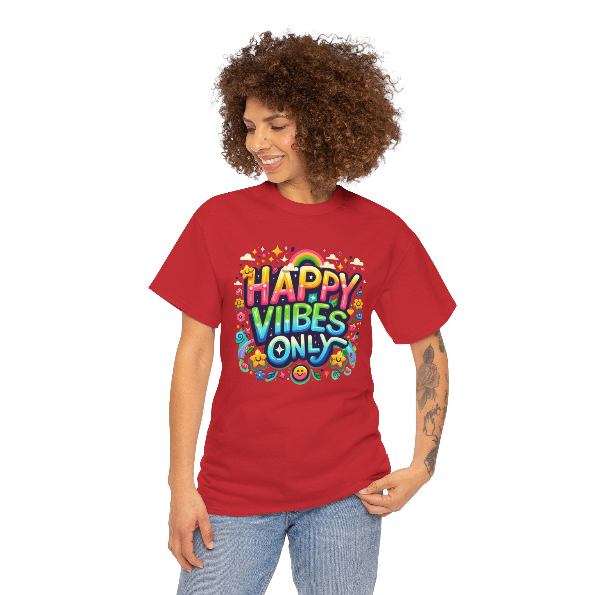 Radiate Positivity with our 'Happy Vibes' Graphic T-shirt