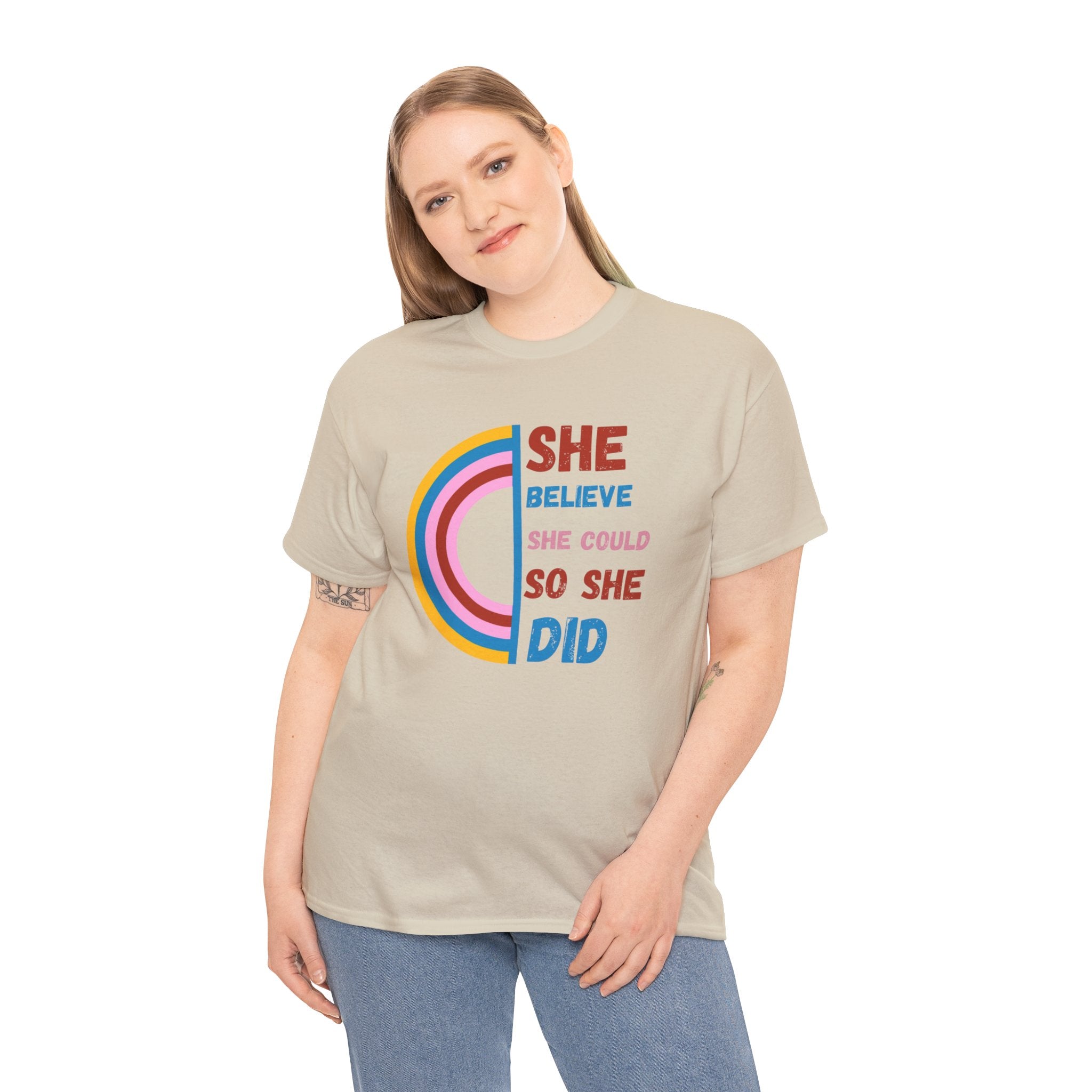 She Believed She Could, So She Did T-Shirt - Empowering Women's Tee with Inspirational Quotes