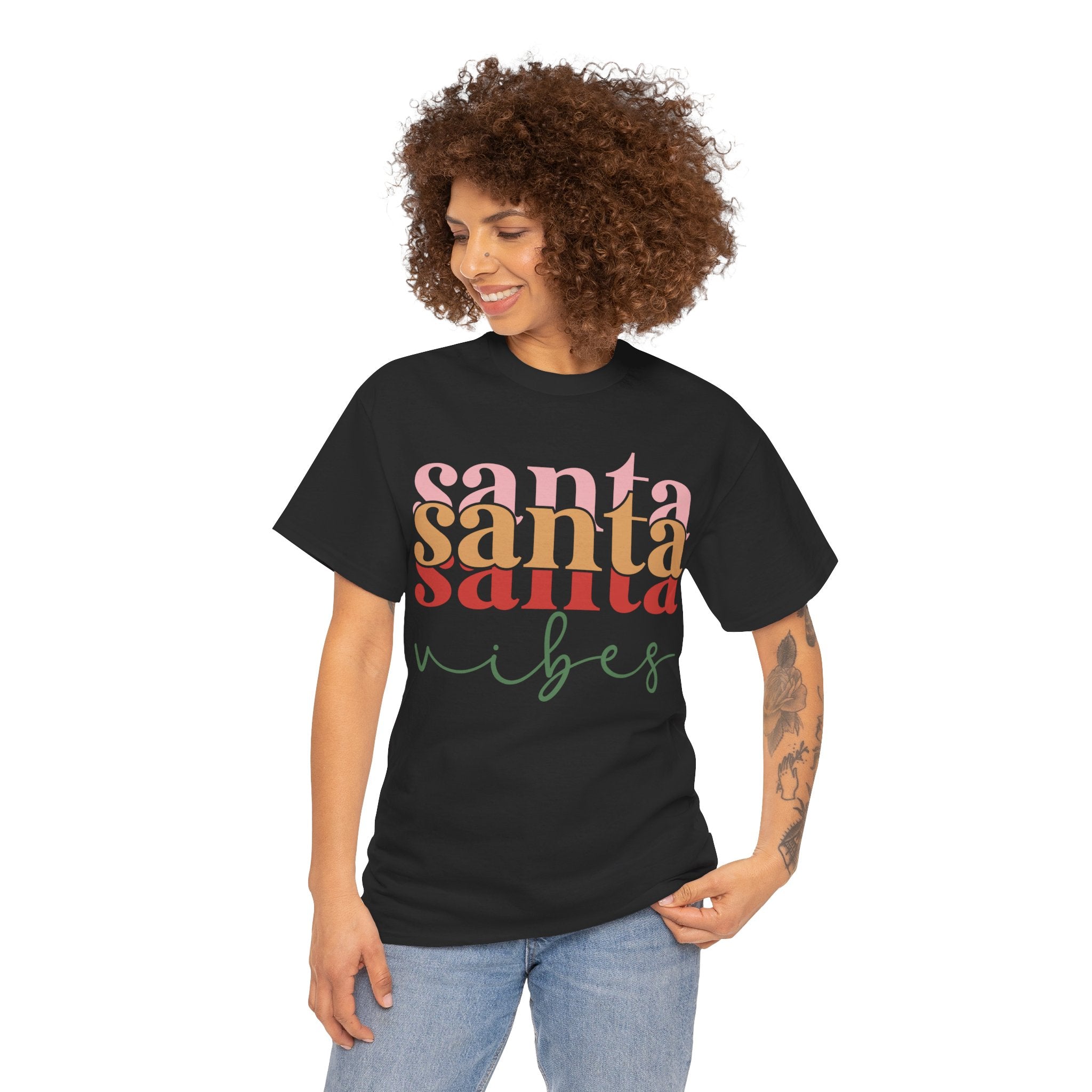 Festive Santa Vibes Christmas T-Shirt: Spread Holiday Cheer!