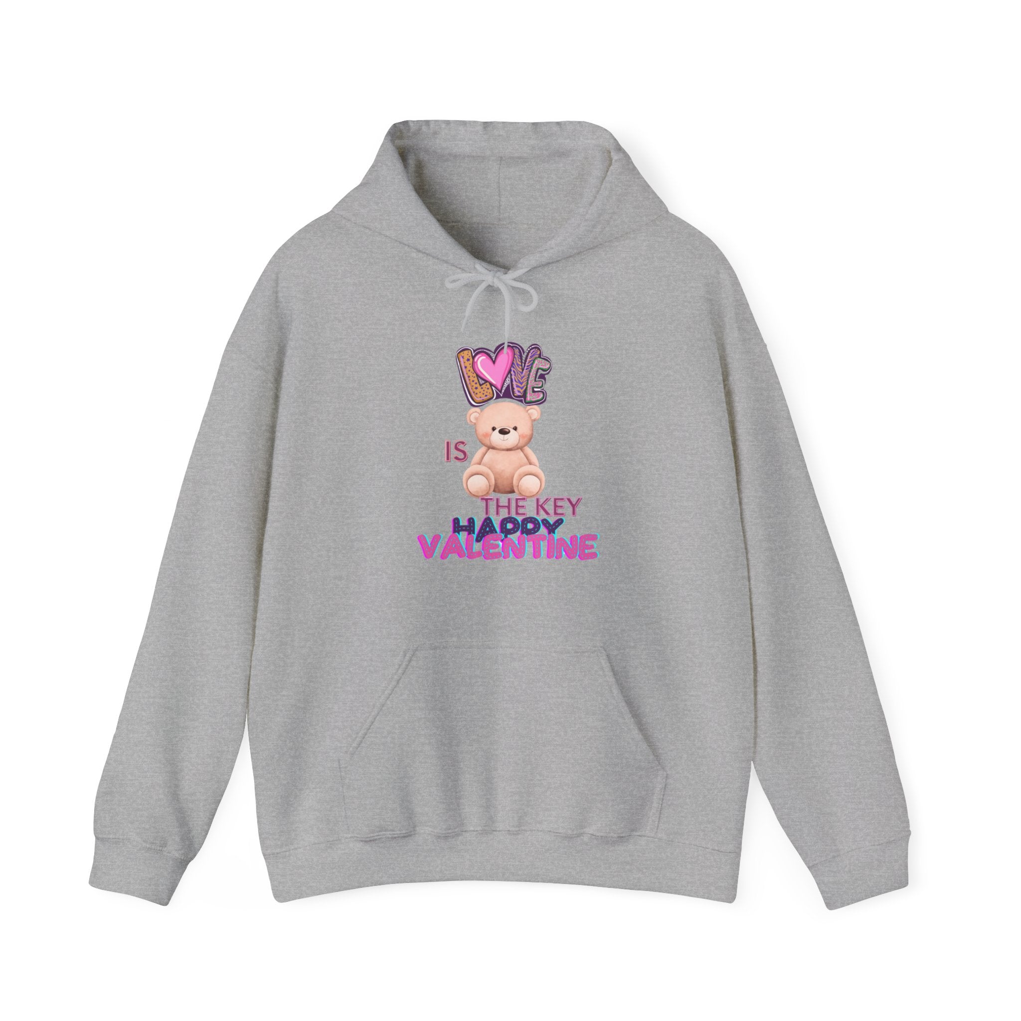 Love is the Key, Happy Valentine Hoodie - Romantic Gift for Couples - Cozy and Stylish Apparel for Valentine's Day