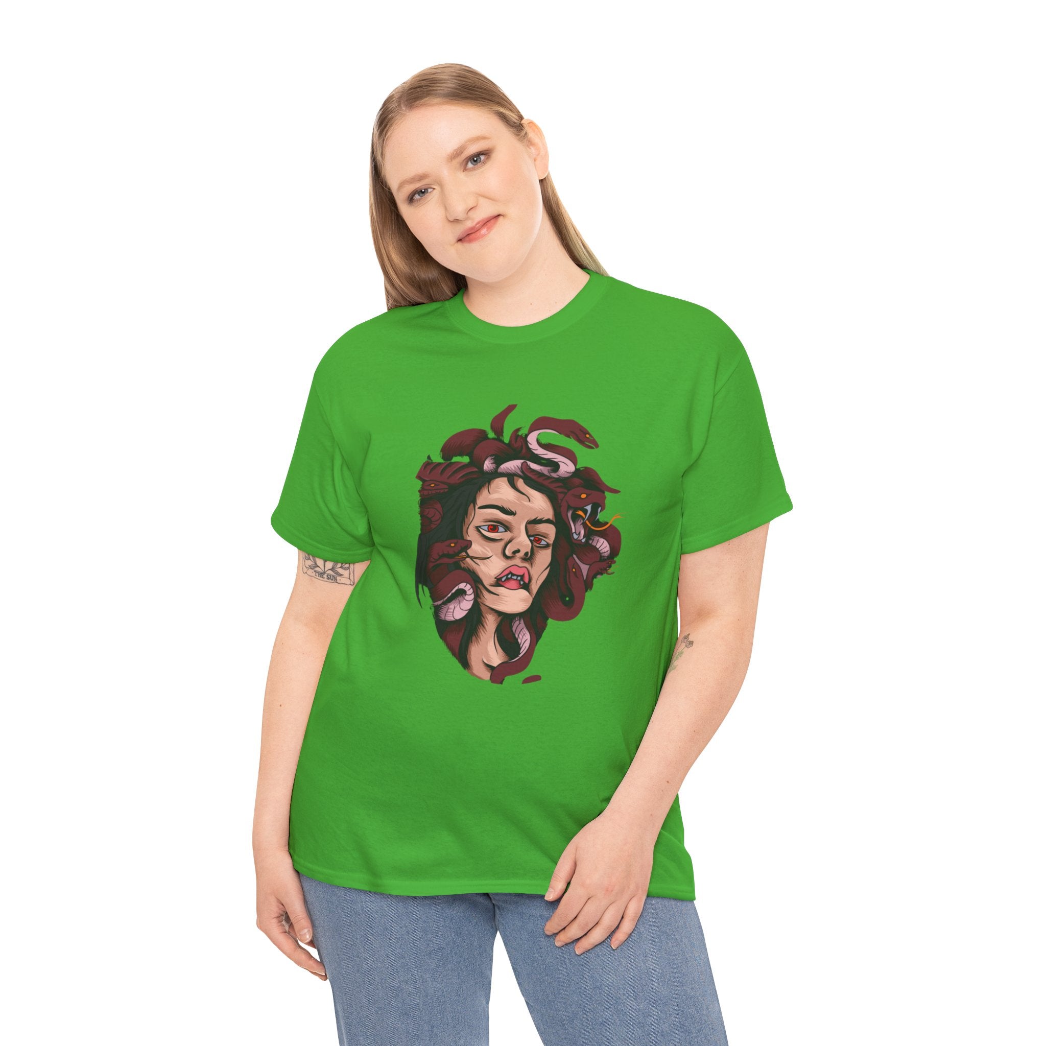 Mesmerizing Medusa Artwork Head T-Shirt - Mythical Serpent Goddess Tee with Intricate Design - Unique Wearable Art for Men and Women