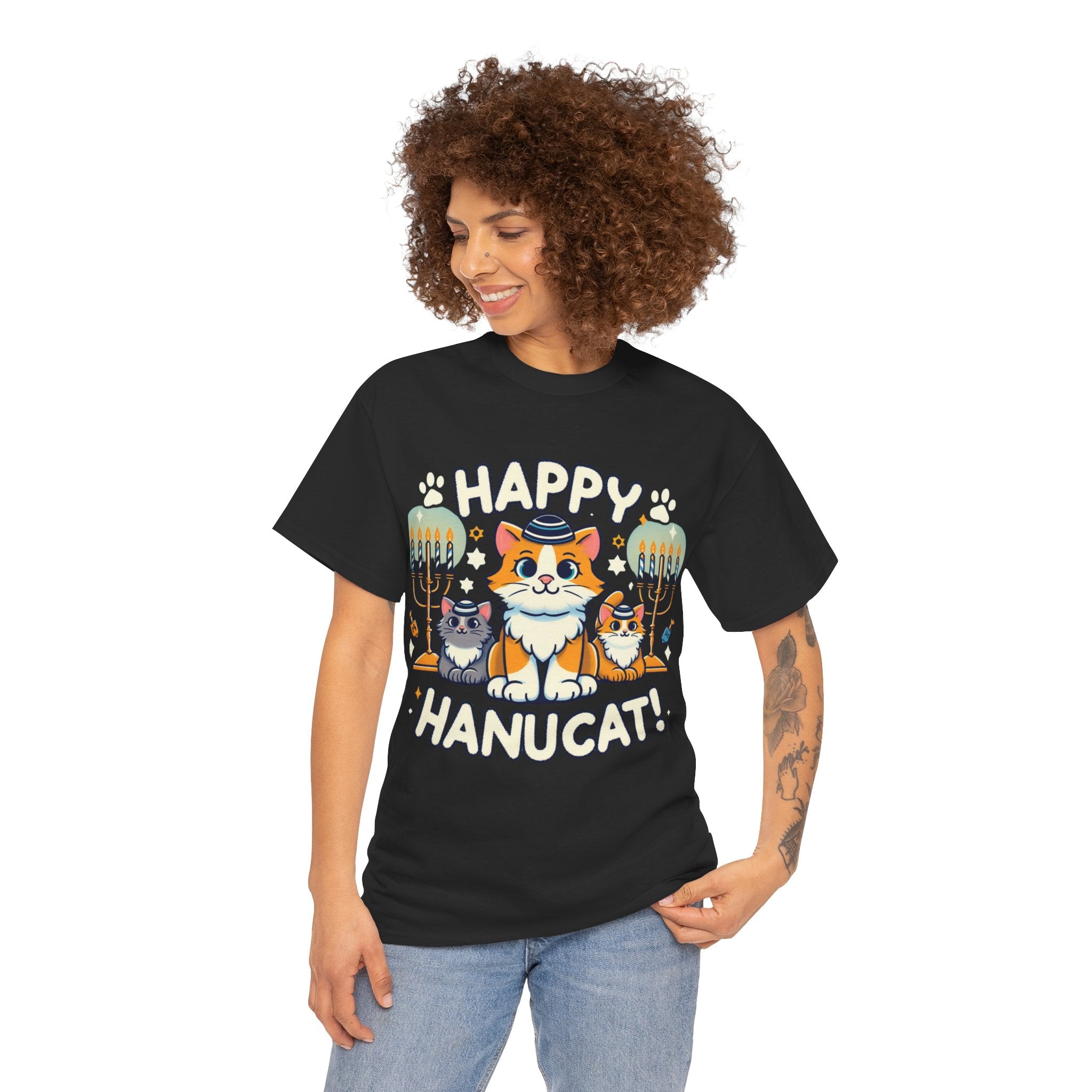 Happy Hanukcat T-Shirt: Celebrate the Festive Season with Feline Fun