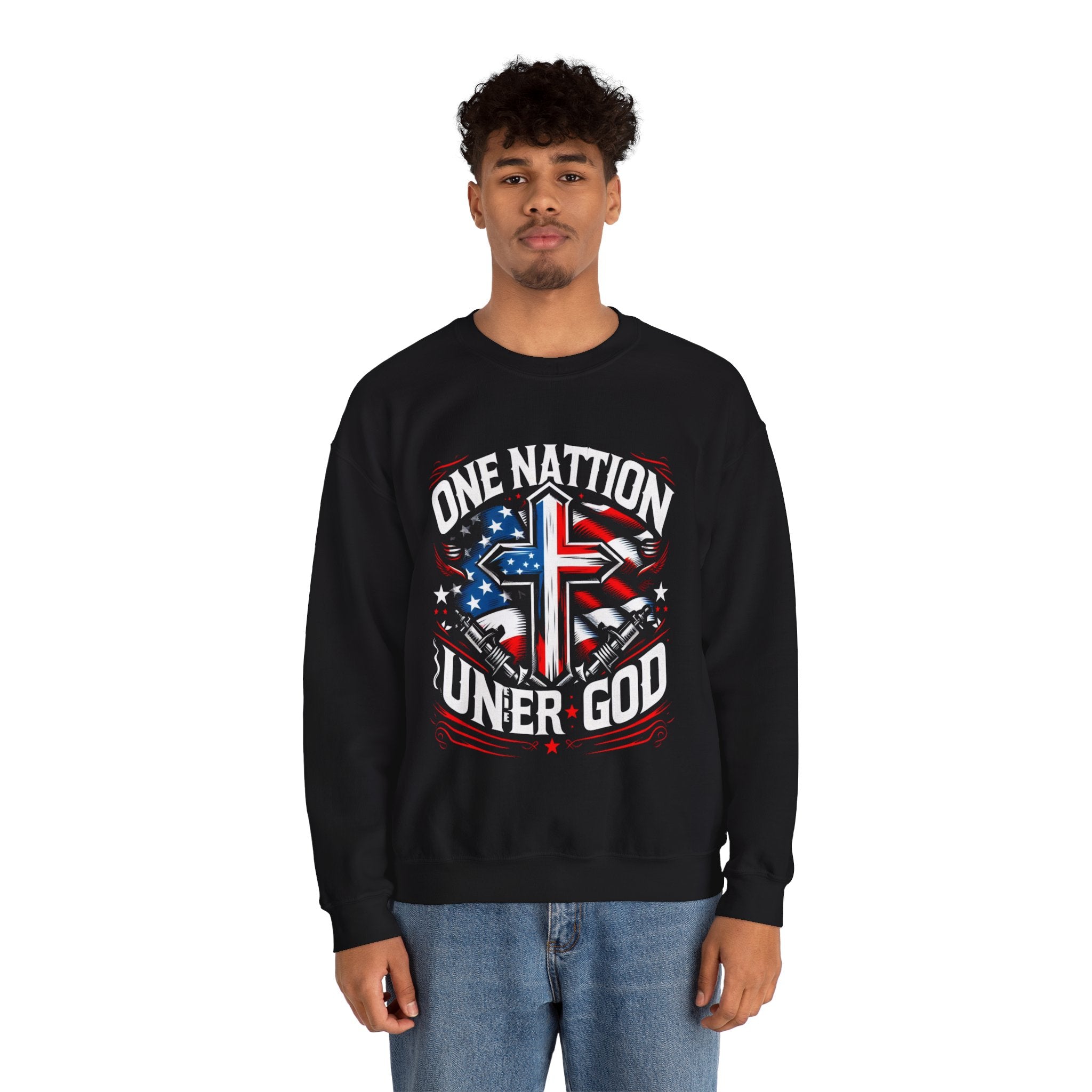 One Nation Under God Sweatshirt - Patriotic American Flag Design