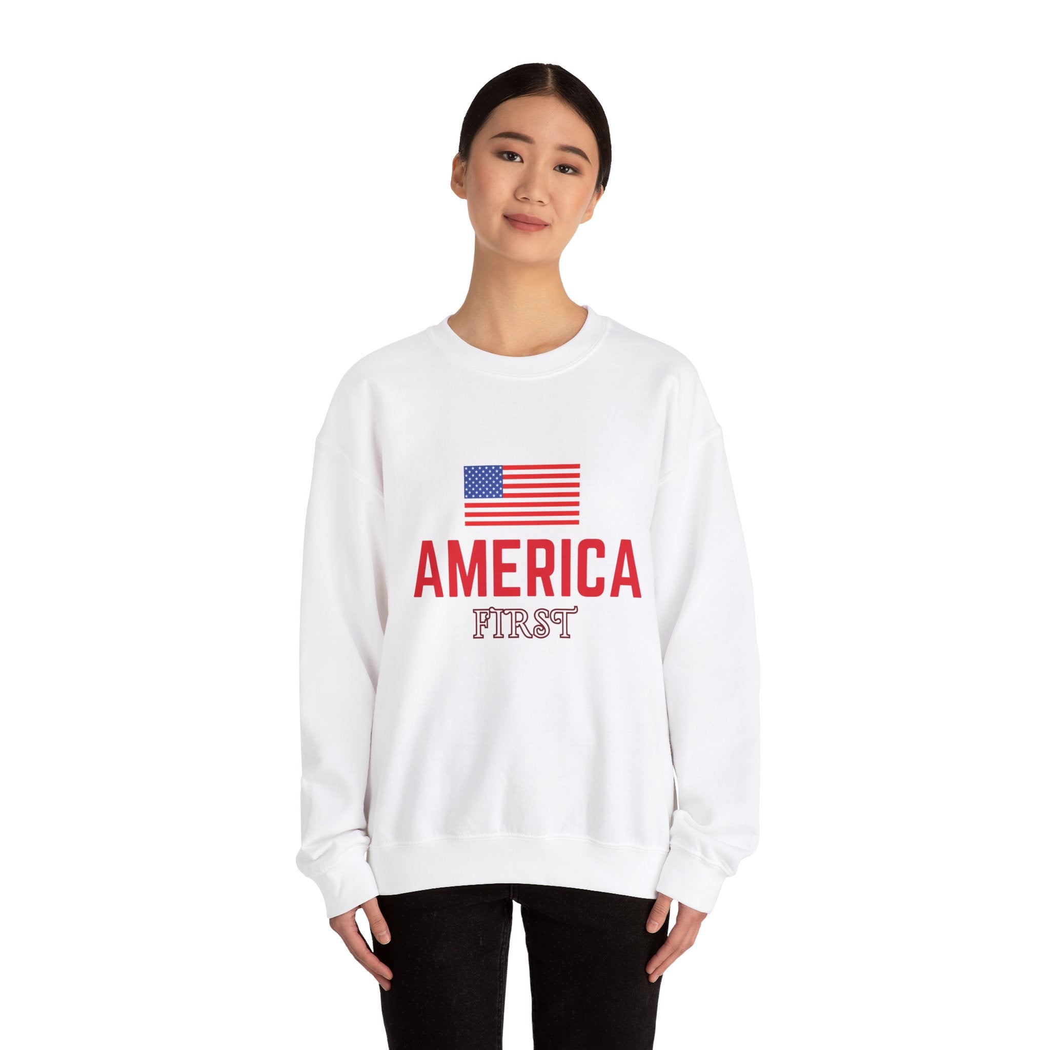 America First" Sweatshirt - Patriotic Apparel for Proud Americans