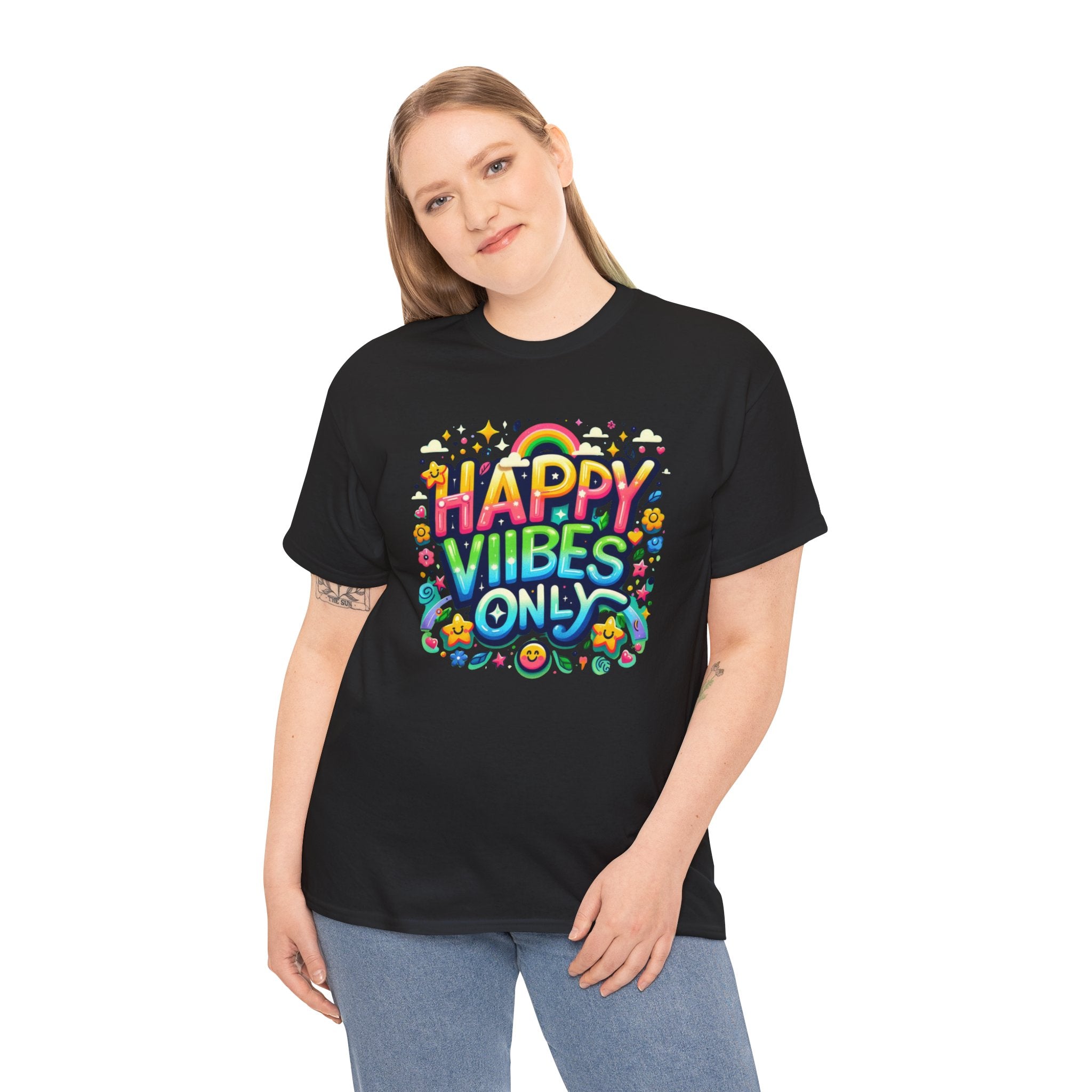 Radiate Positivity with our 'Happy Vibes' Graphic T-shirt