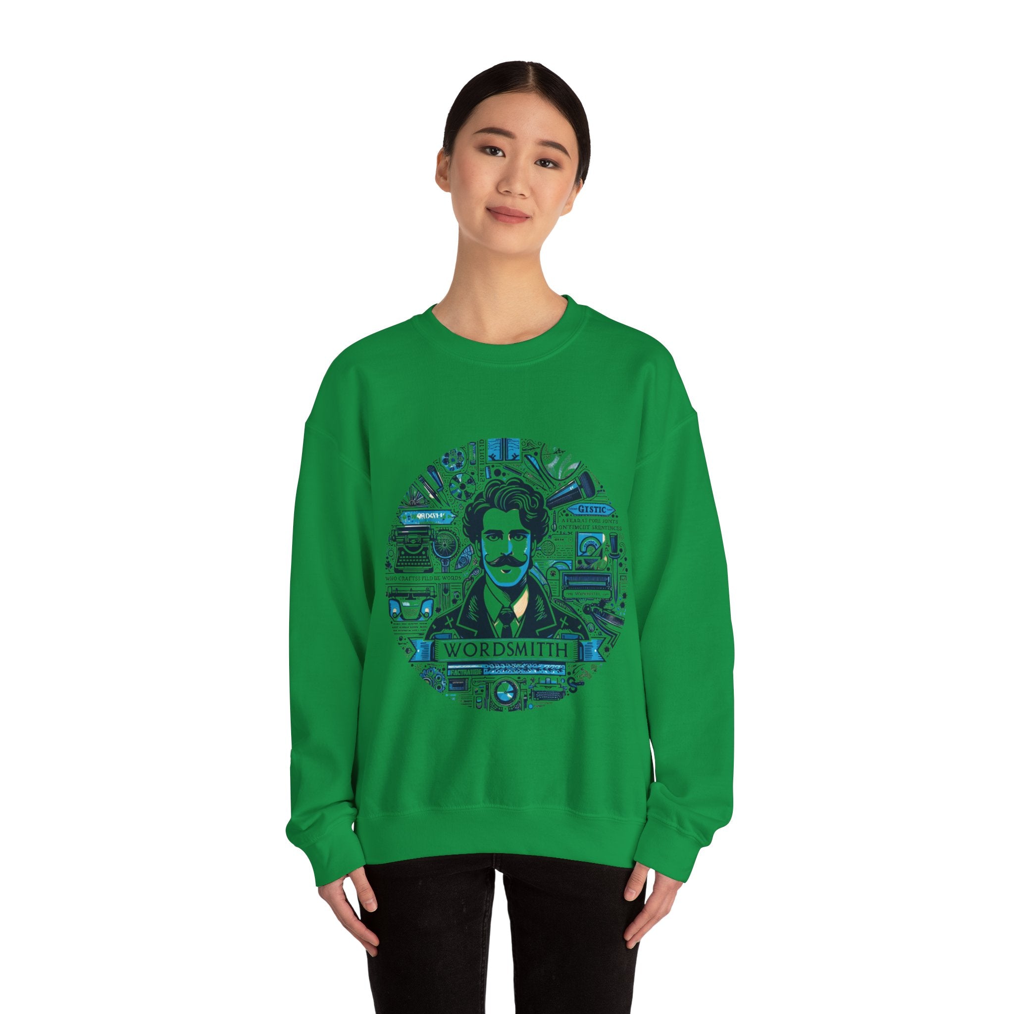 Wordsmith Background Sweatshirt: Embrace Literary Style with Cozy Comfort