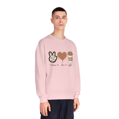 Peace, Love, & Coffee Valentine's Day Sweatshirt - Cozy Crewneck for Coffee Lovers