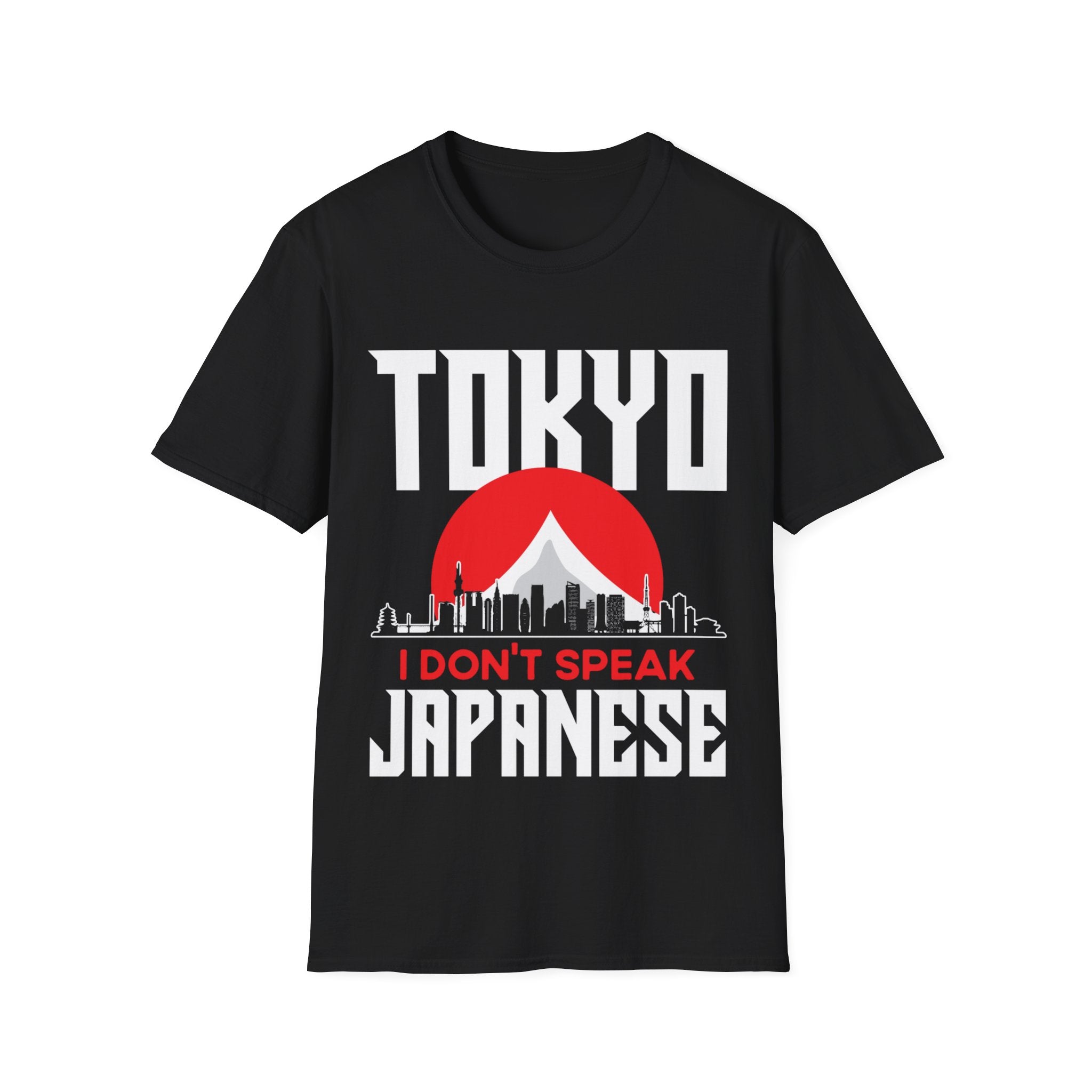 Tokyo Cityscape 'I Don't Speak Japanese' Graphic Tee - Trendy Urban Japan Travel Shirt