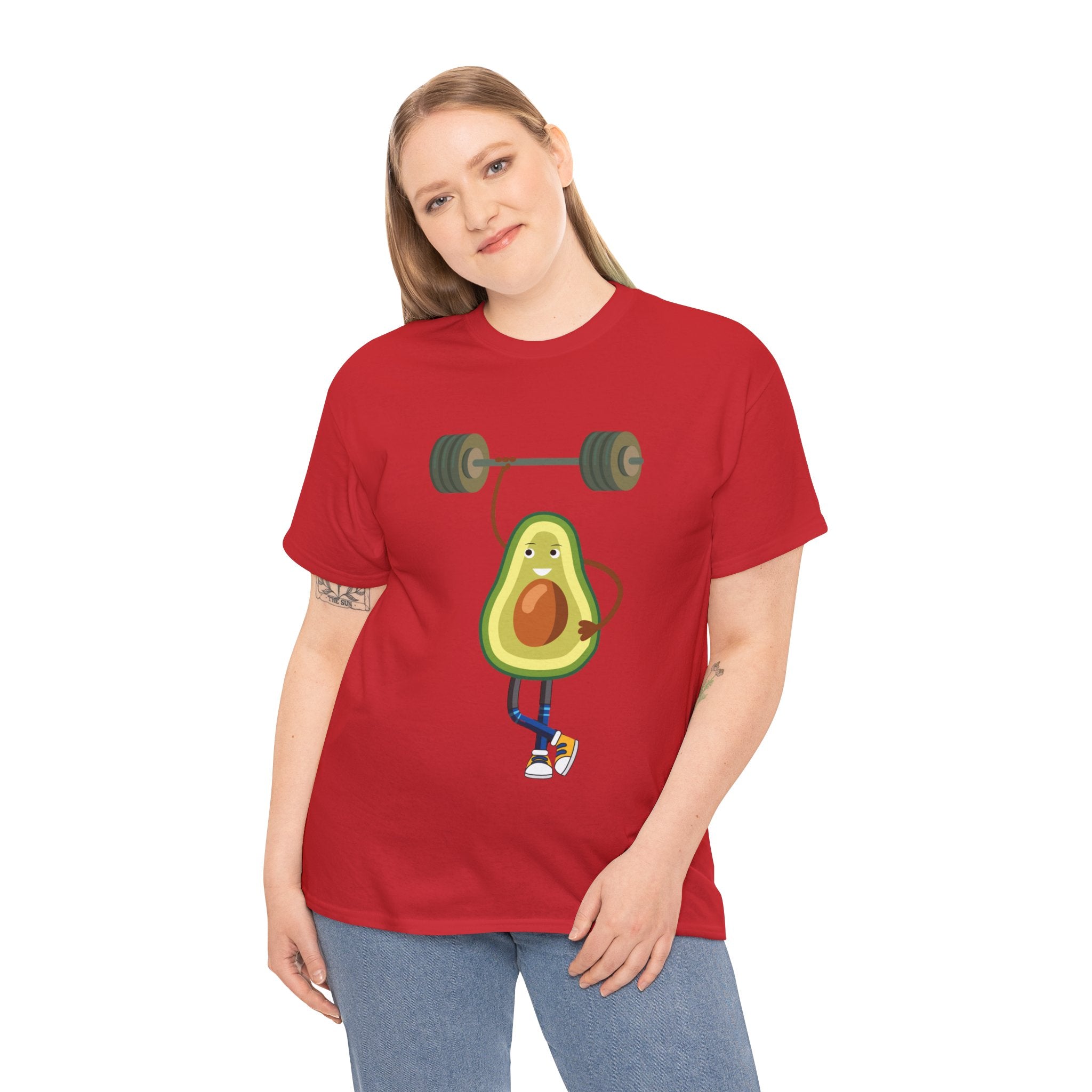 Funny Avocado Workout Tee - Cute Avocado Lifting Weights Shirt