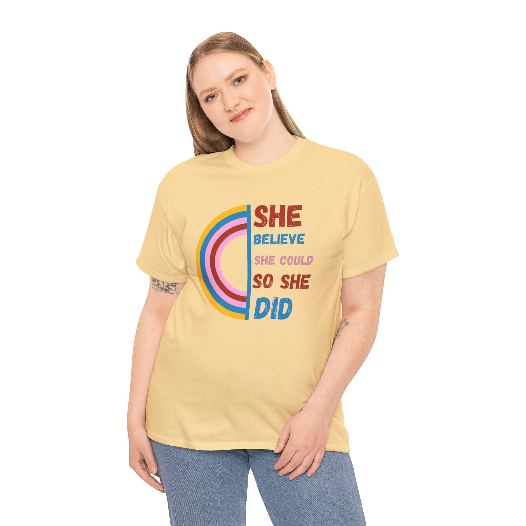 She Believed She Could, So She Did T-Shirt - Empowering Women's Tee with Inspirational Quotes