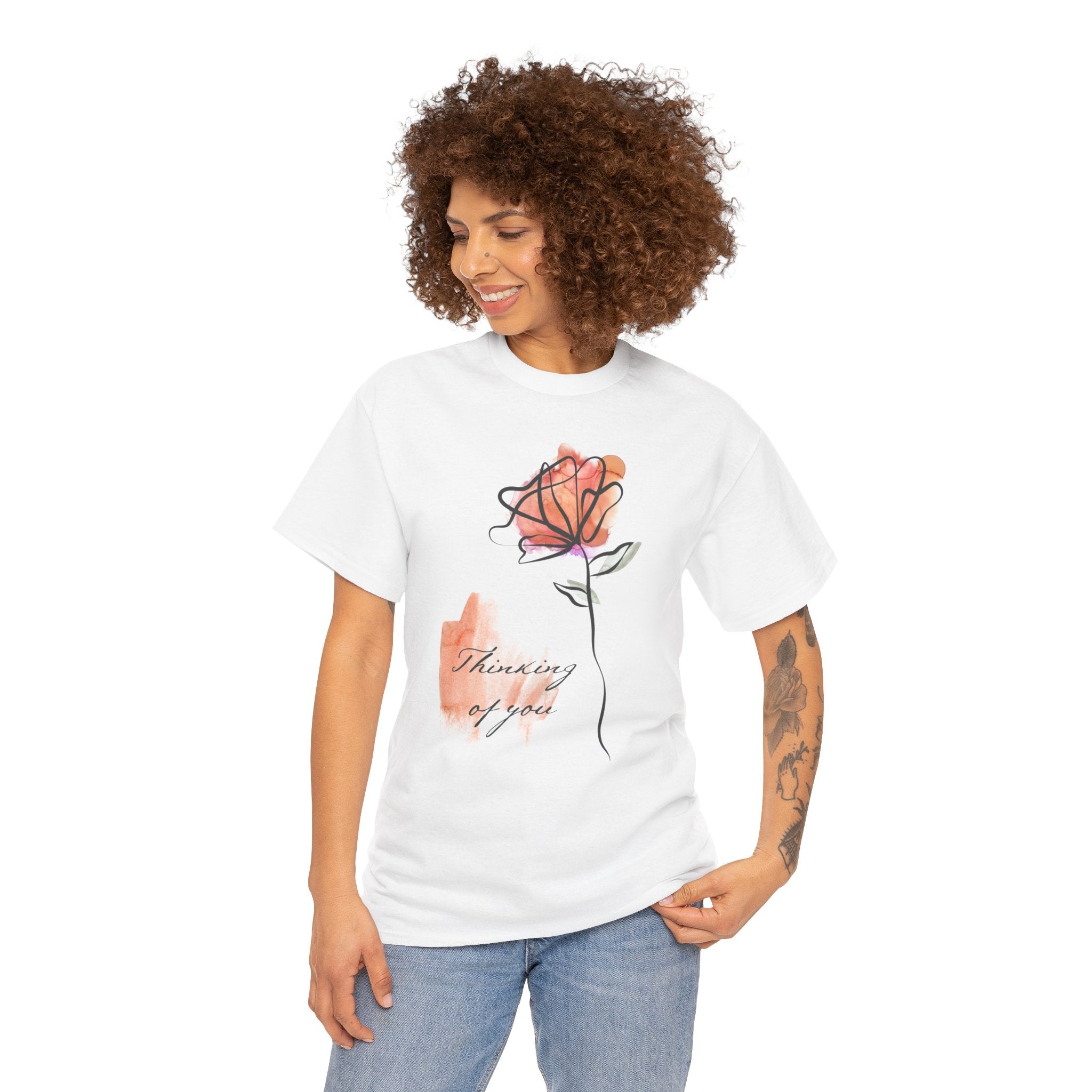 Blossoming Emotions: Thinking of You Flower T-Shirt - Expressive Floral Tee for Every Occasion, Floral Fashion