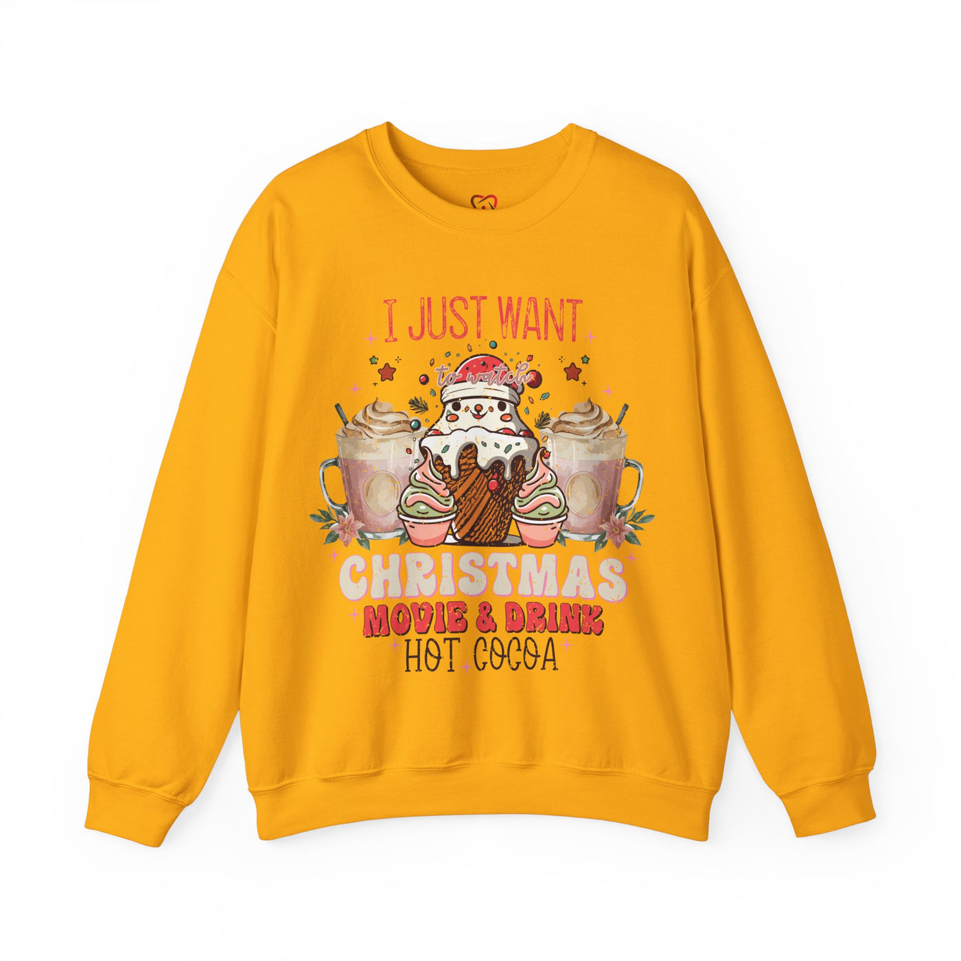 Cozy Christmas Movie Night Sweatshirt: Hot Cocoa & Festive Films