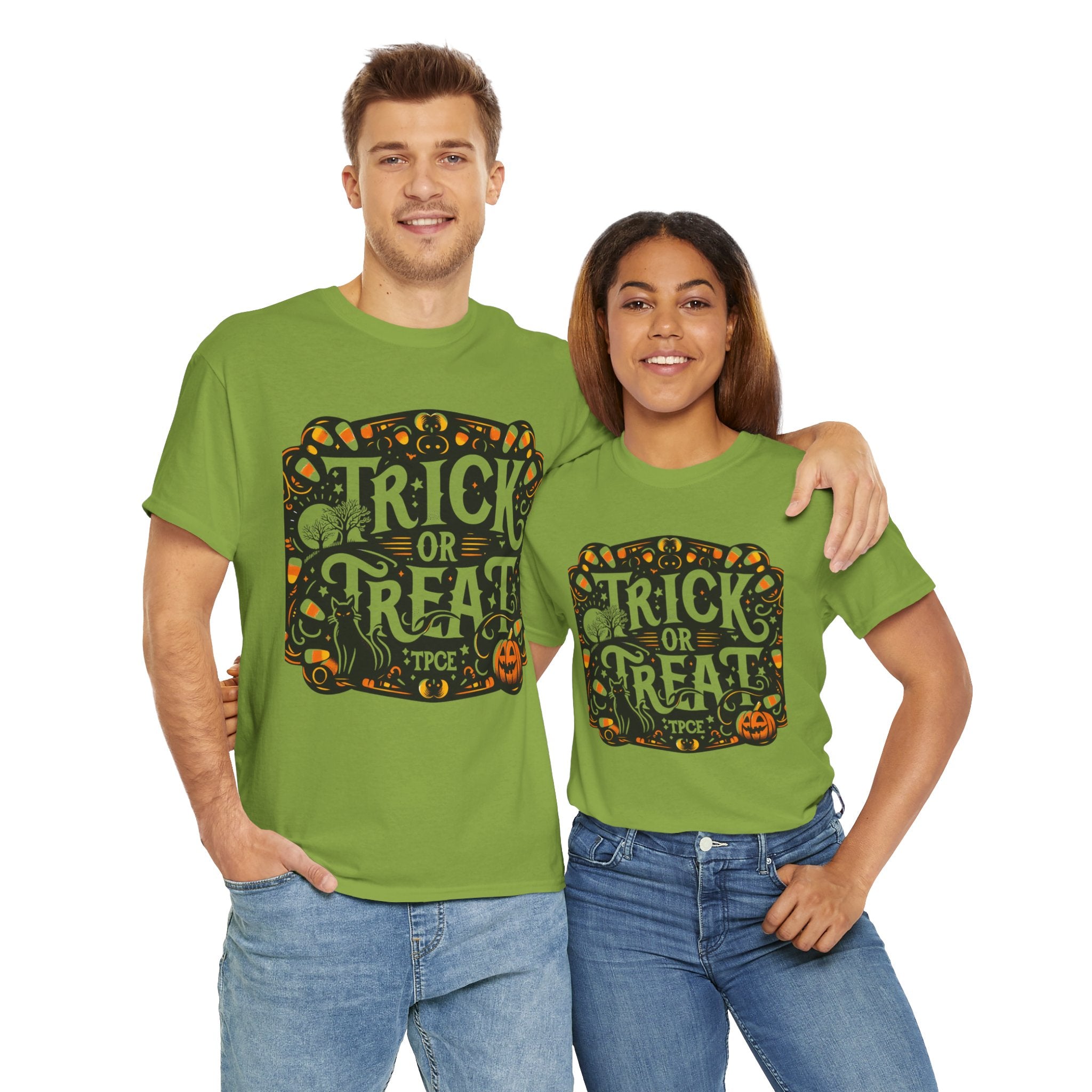 Spooky Surprise: Trick or Treat Halloween T-Shirt for Kids - Cute Ghost Design