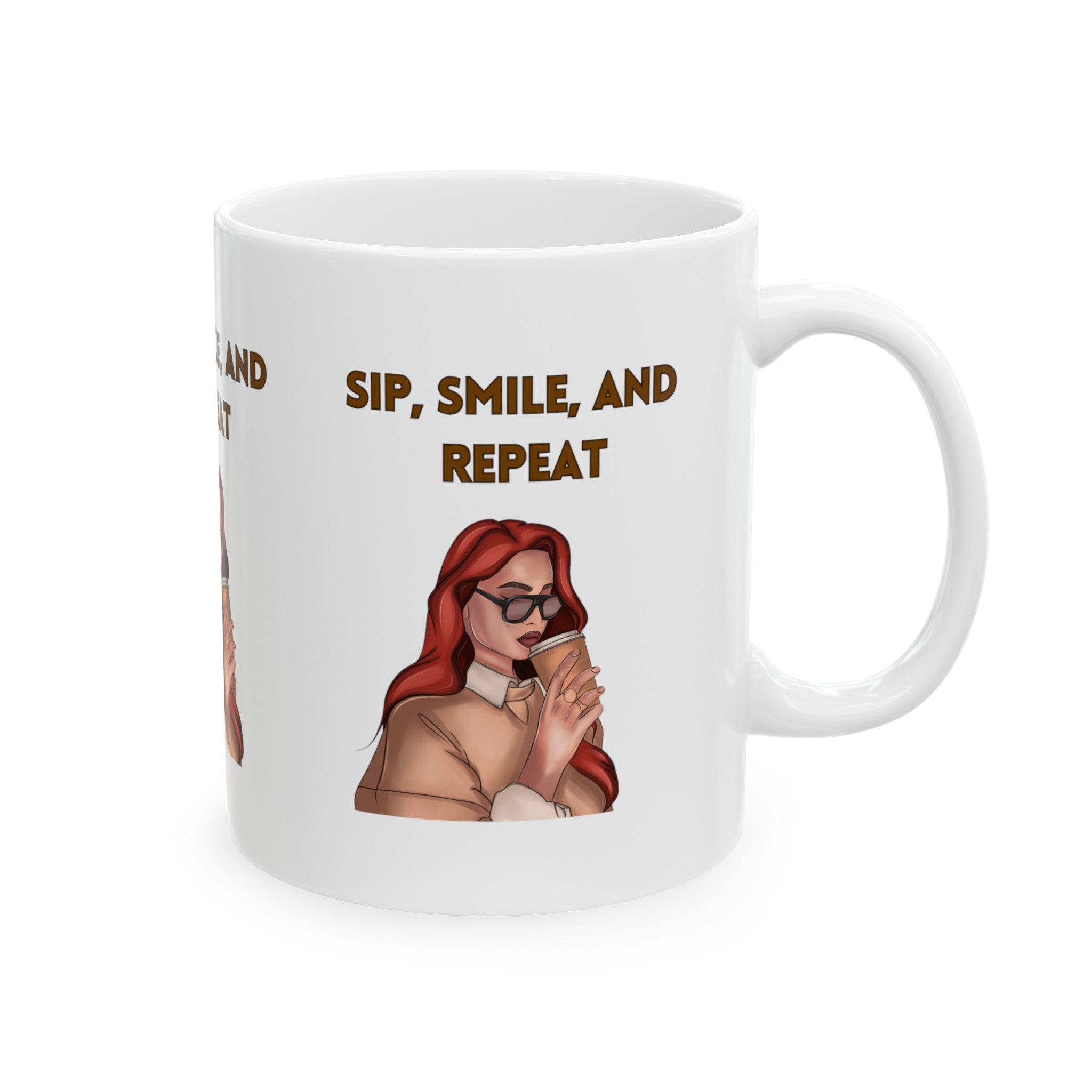 Sip, Smile, and Repeat Ceramic Mug - A Stylish Companion for Your Daily Brew