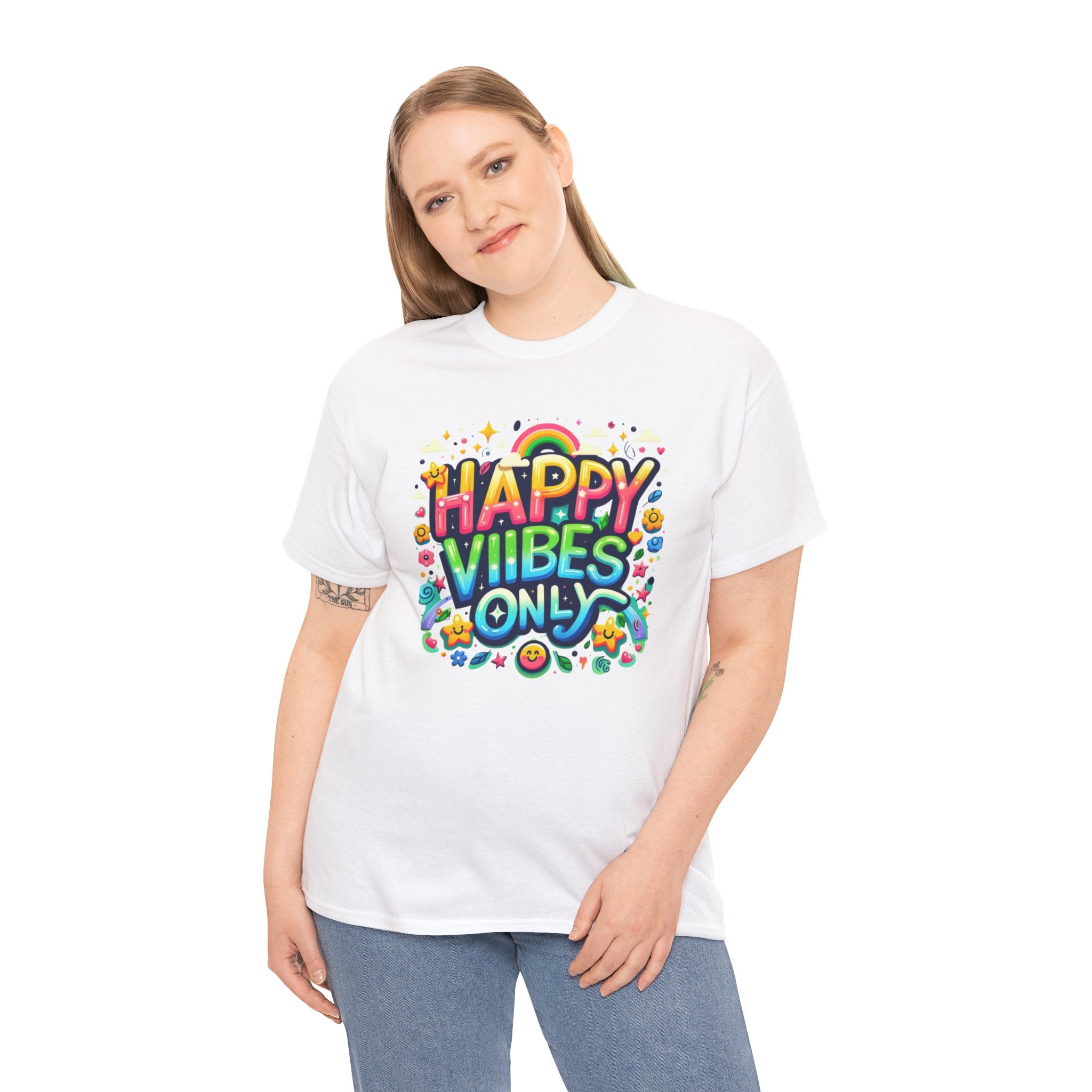 Radiate Positivity with our 'Happy Vibes' Graphic T-shirt