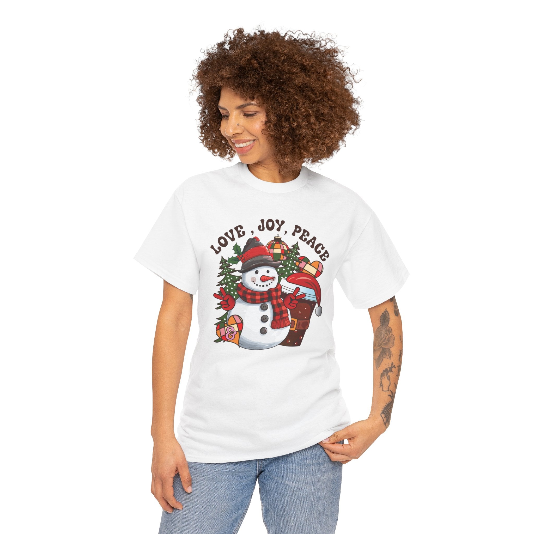 Festive Spirit Love, Joy, and Peace Christmas T-Shirt