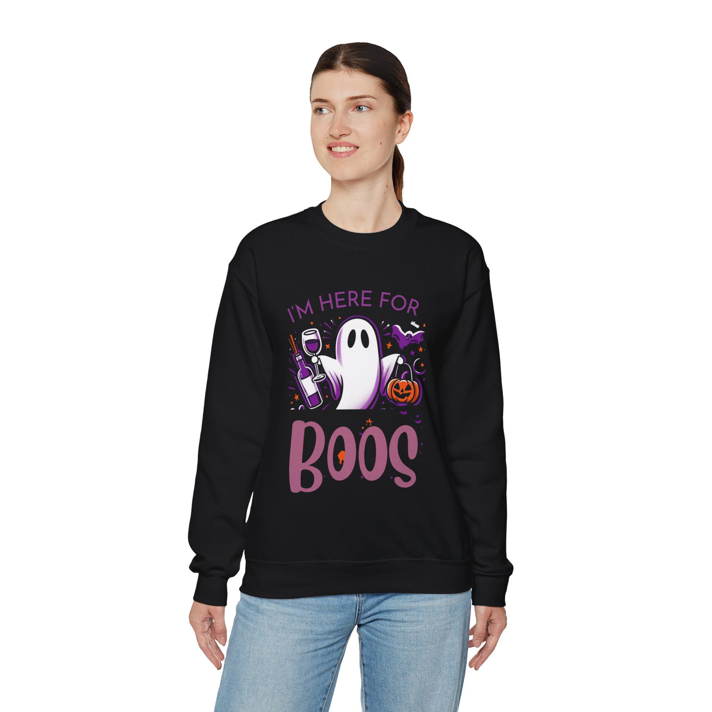 Spooky Season Squad: "I'm Here for the Boos" Halloween Sweatshirt