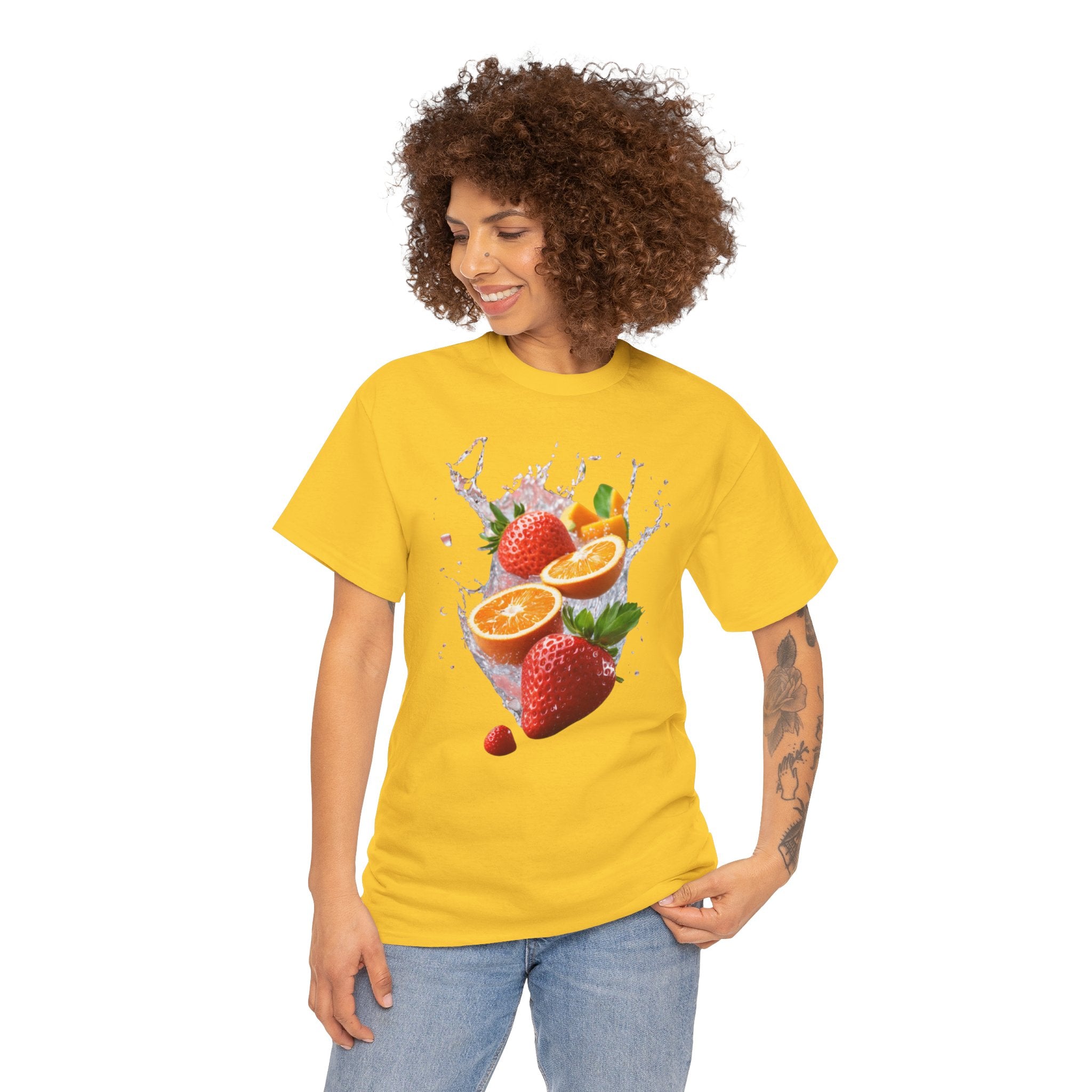 Fruit Fusion T-Shirt | Strawberry, Orange, Mango Delight & Comfort