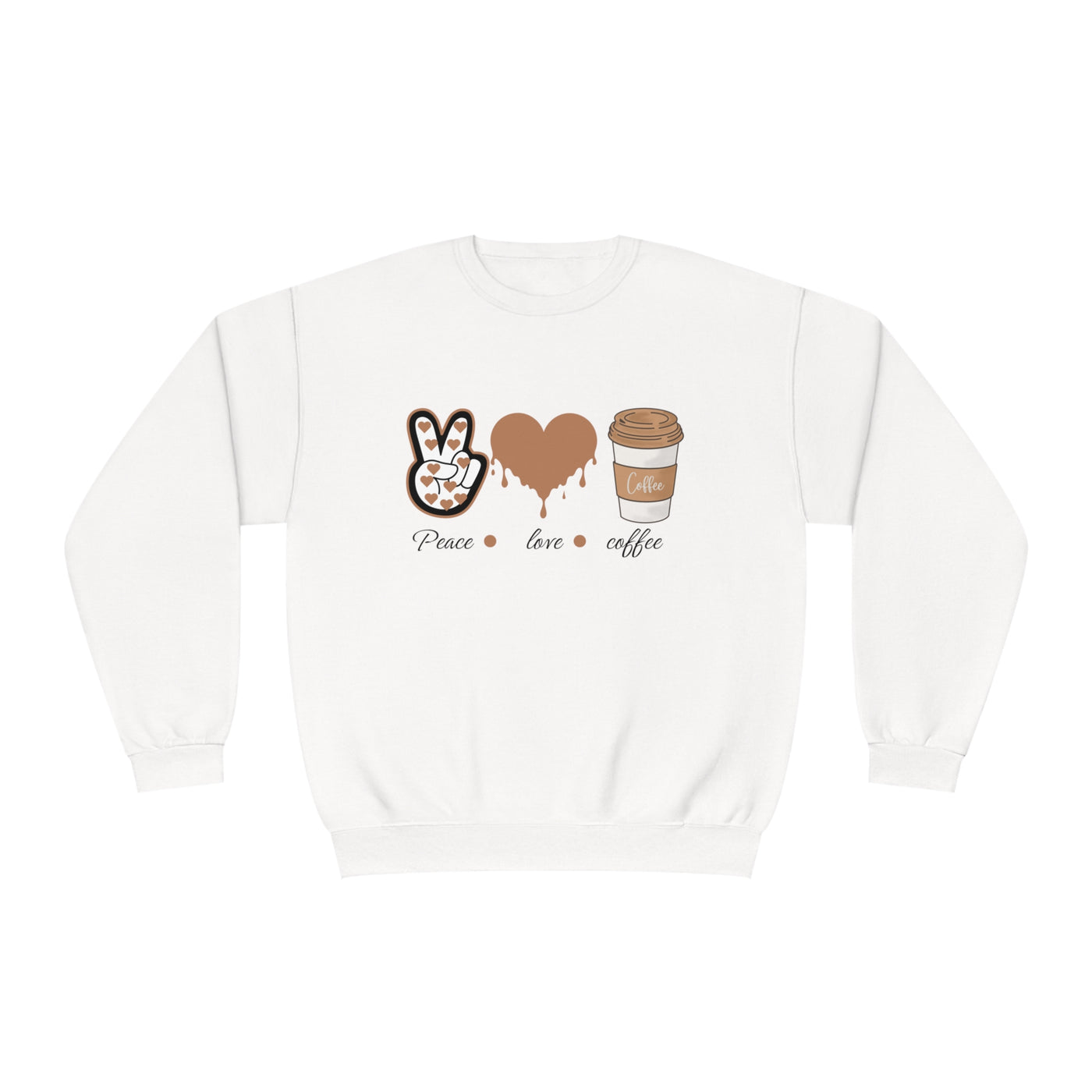 Peace, Love, & Coffee Valentine's Day Sweatshirt - Cozy Crewneck for Coffee Lovers