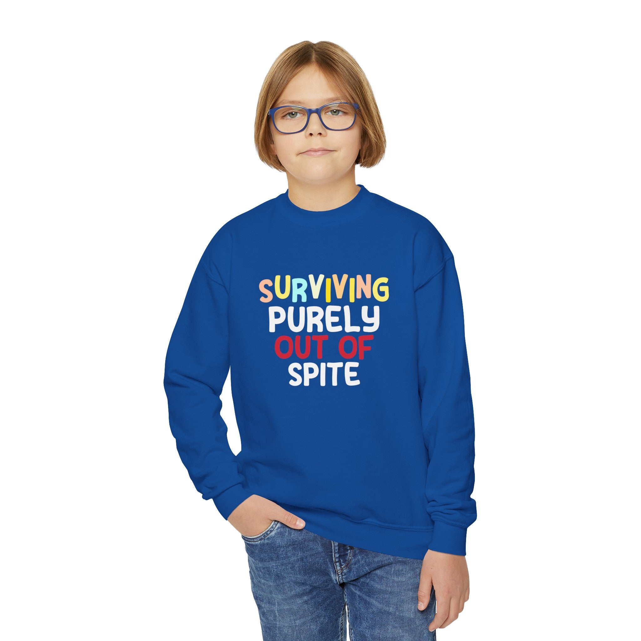 Surviving Out Of Spite Resilient Kids Sweatshirt: Defiantly Thriving Against All Odds