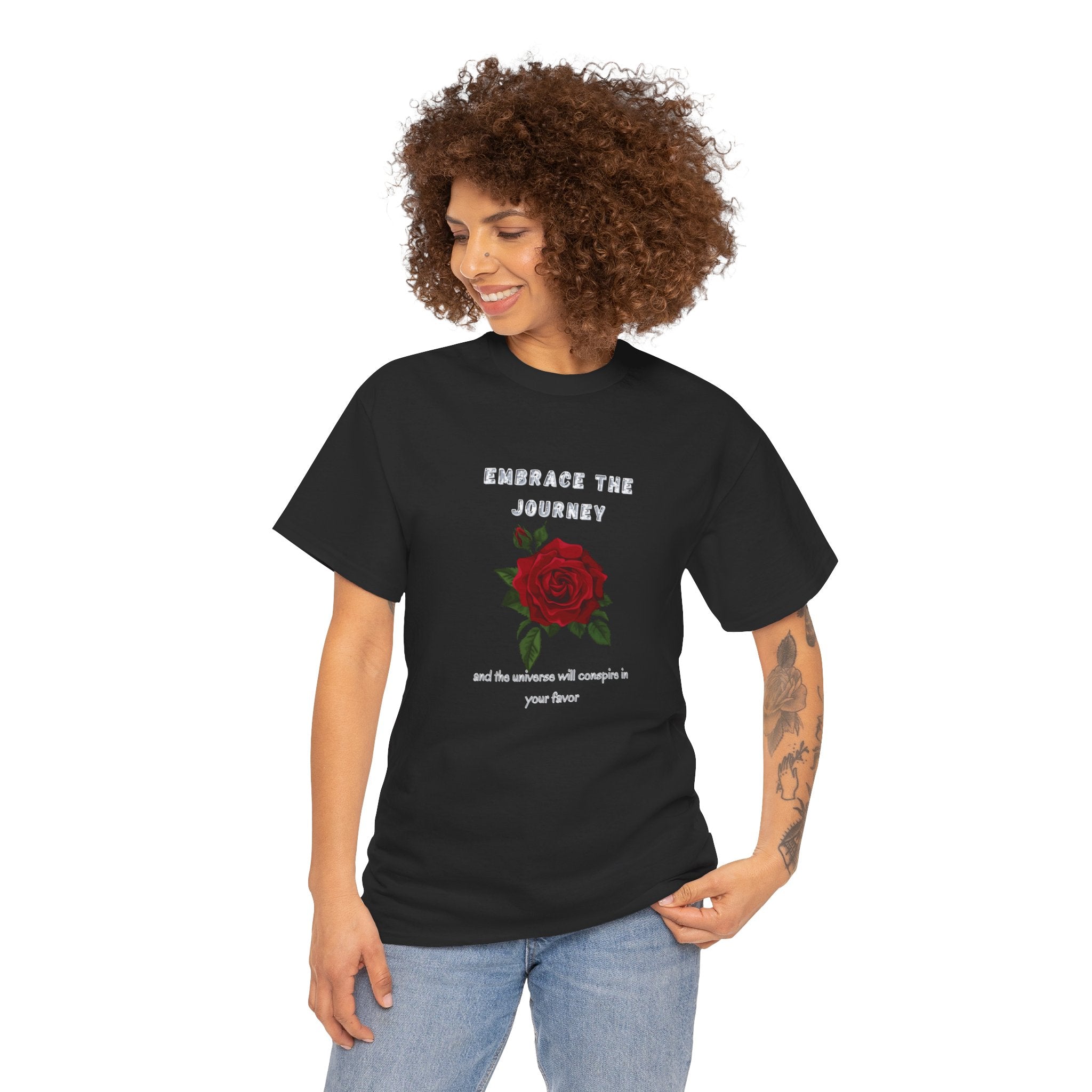 Embrace the Journey: Let the Universe Conspire in Your Favor T-Shirt, Positive Vibes Only, Manifest Your Dreams, Life Quotes Tee