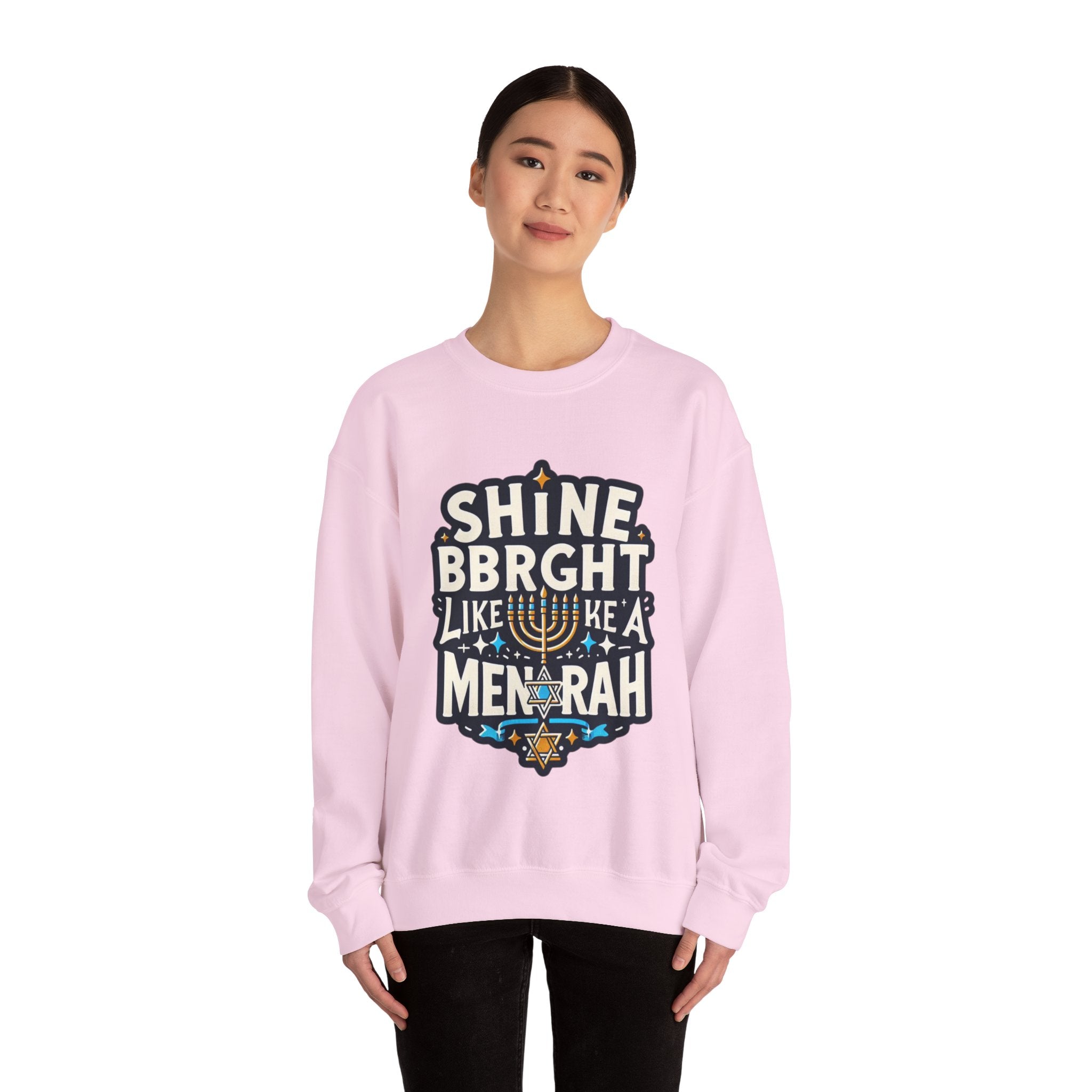 Shine Bright Like a Menorah Sweatshirt: Celebrate the Radiance of Hanukkah in Style