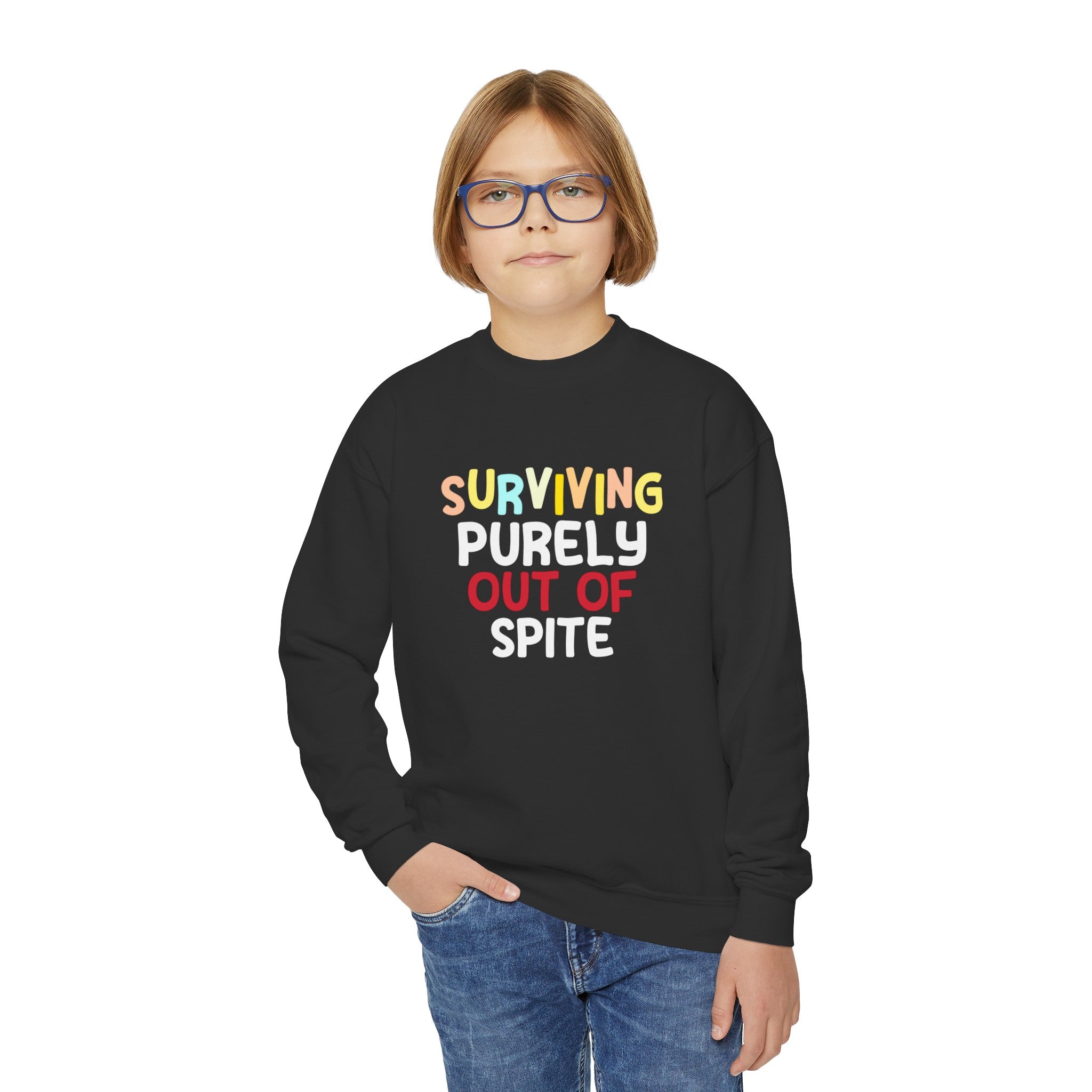 Surviving Out Of Spite Resilient Kids Sweatshirt: Defiantly Thriving Against All Odds