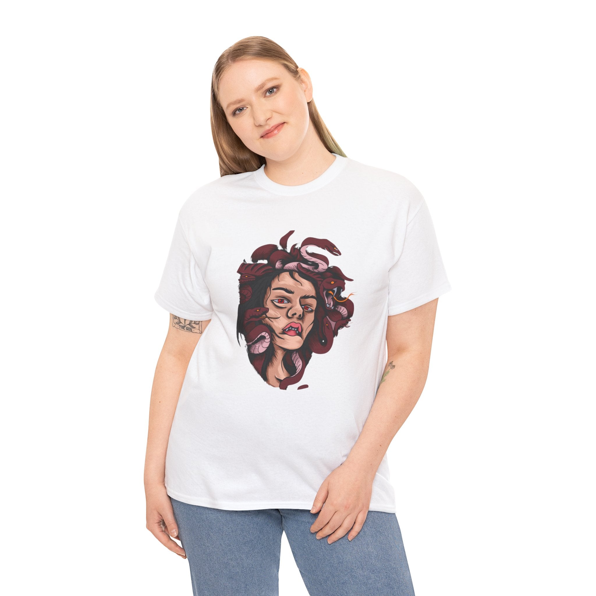 Mesmerizing Medusa Artwork Head T-Shirt - Mythical Serpent Goddess Tee with Intricate Design - Unique Wearable Art for Men and Women