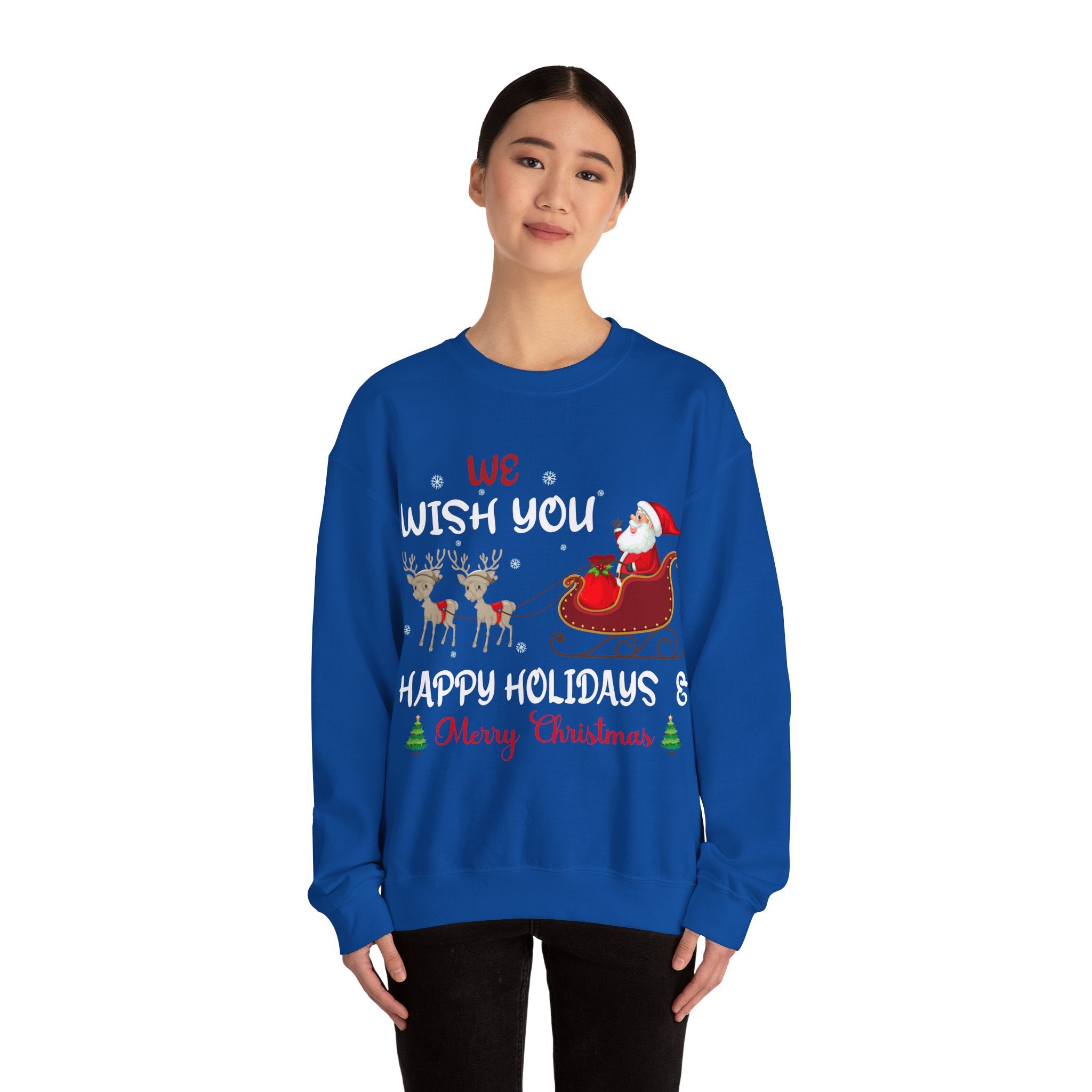 Happy Holiday & Merry Christmas Sweatshirt | Cozy Festive Cheer