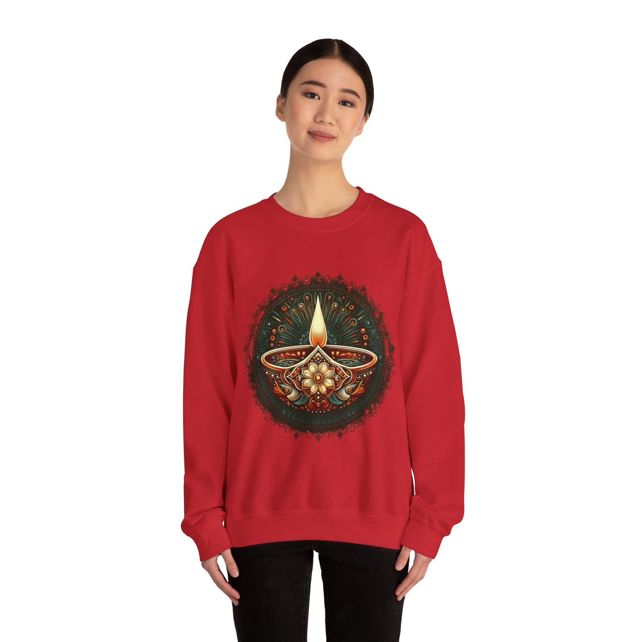 Ethnic Elegance: Traditional Indian Oil Lamp Sweatshirt