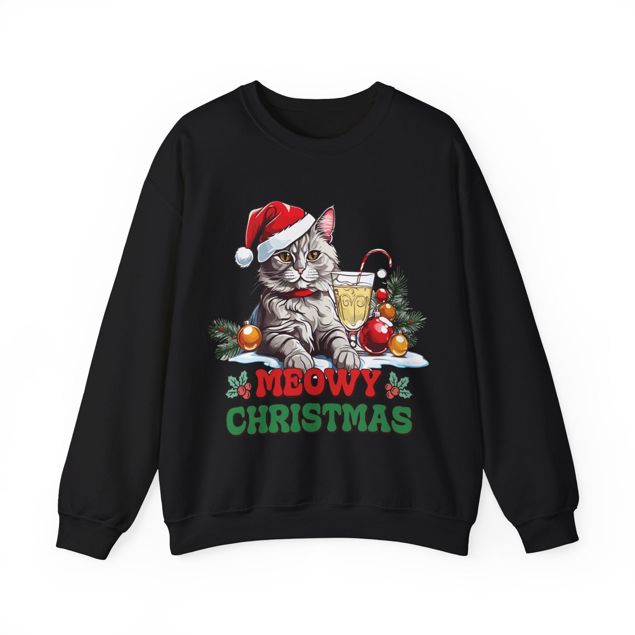 Meowy Christmas Sweatshirt: Festive Feline Holiday Apparel