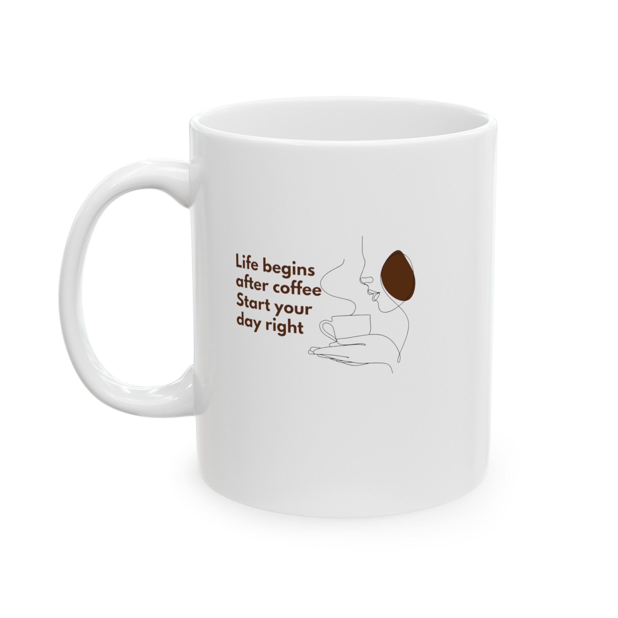 Life Begins After Coffee, Start Your Day Right Mug - Inspirational Ceramic Coffee Cup for Coffee Lovers and Morning Enthusiasts