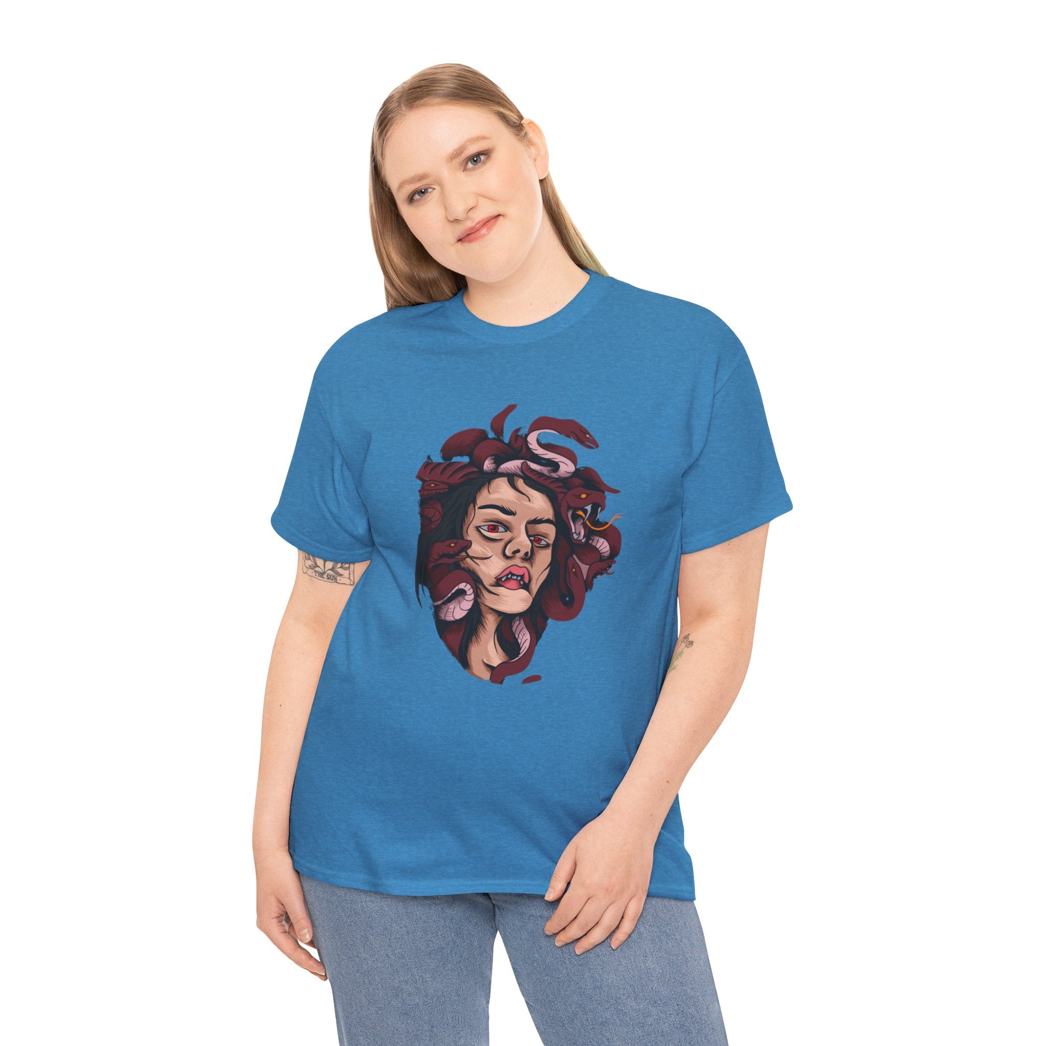 Mesmerizing Medusa Artwork Head T-Shirt - Mythical Serpent Goddess Tee with Intricate Design - Unique Wearable Art for Men and Women