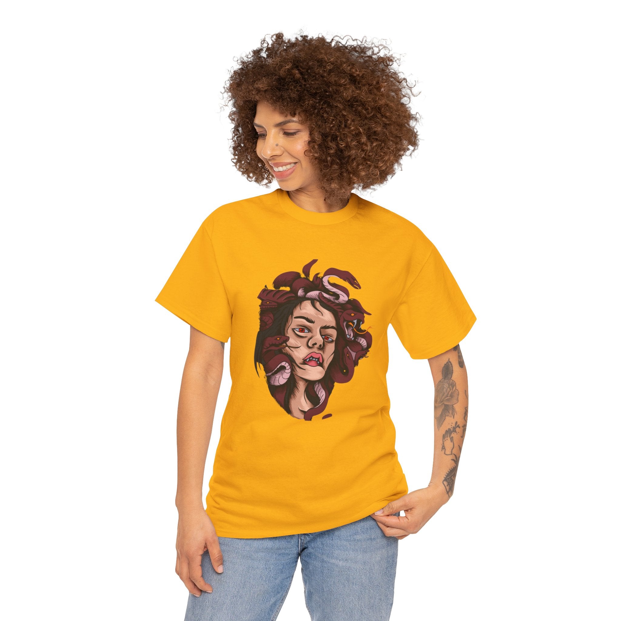 Mesmerizing Medusa Artwork Head T-Shirt - Mythical Serpent Goddess Tee with Intricate Design - Unique Wearable Art for Men and Women