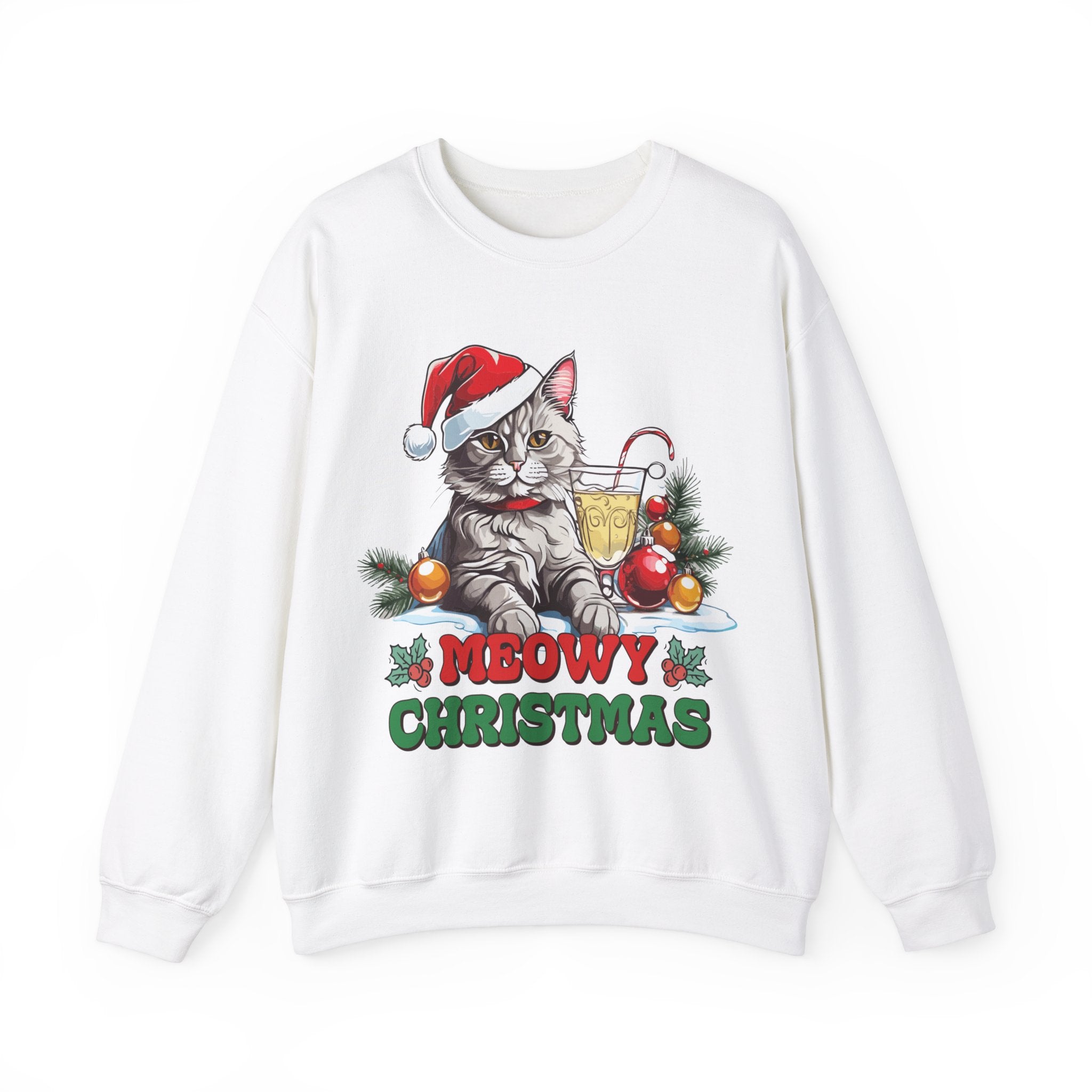 Meowy Christmas Sweatshirt: Festive Feline Holiday Apparel