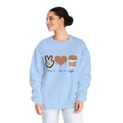 Peace, Love, & Coffee Valentine's Day Sweatshirt - Cozy Crewneck for Coffee Lovers