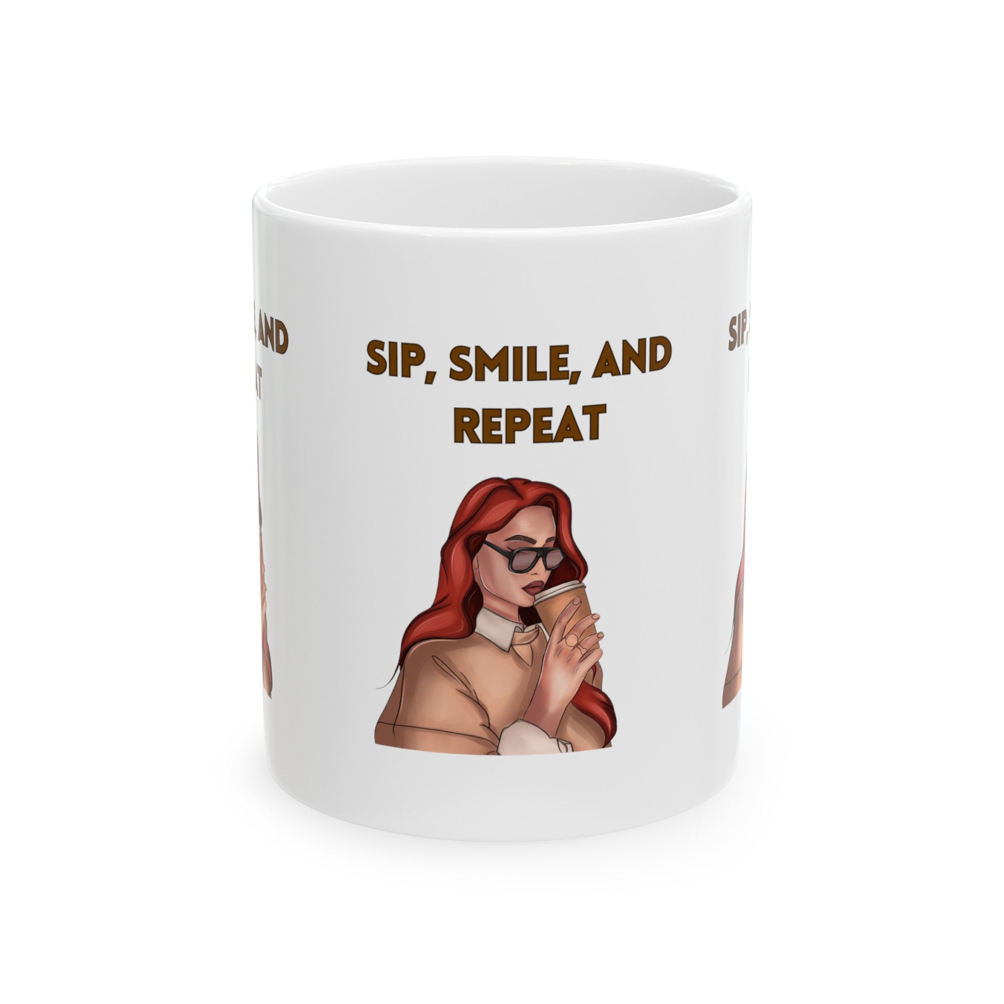 Sip, Smile, and Repeat Ceramic Mug - A Stylish Companion for Your Daily Brew