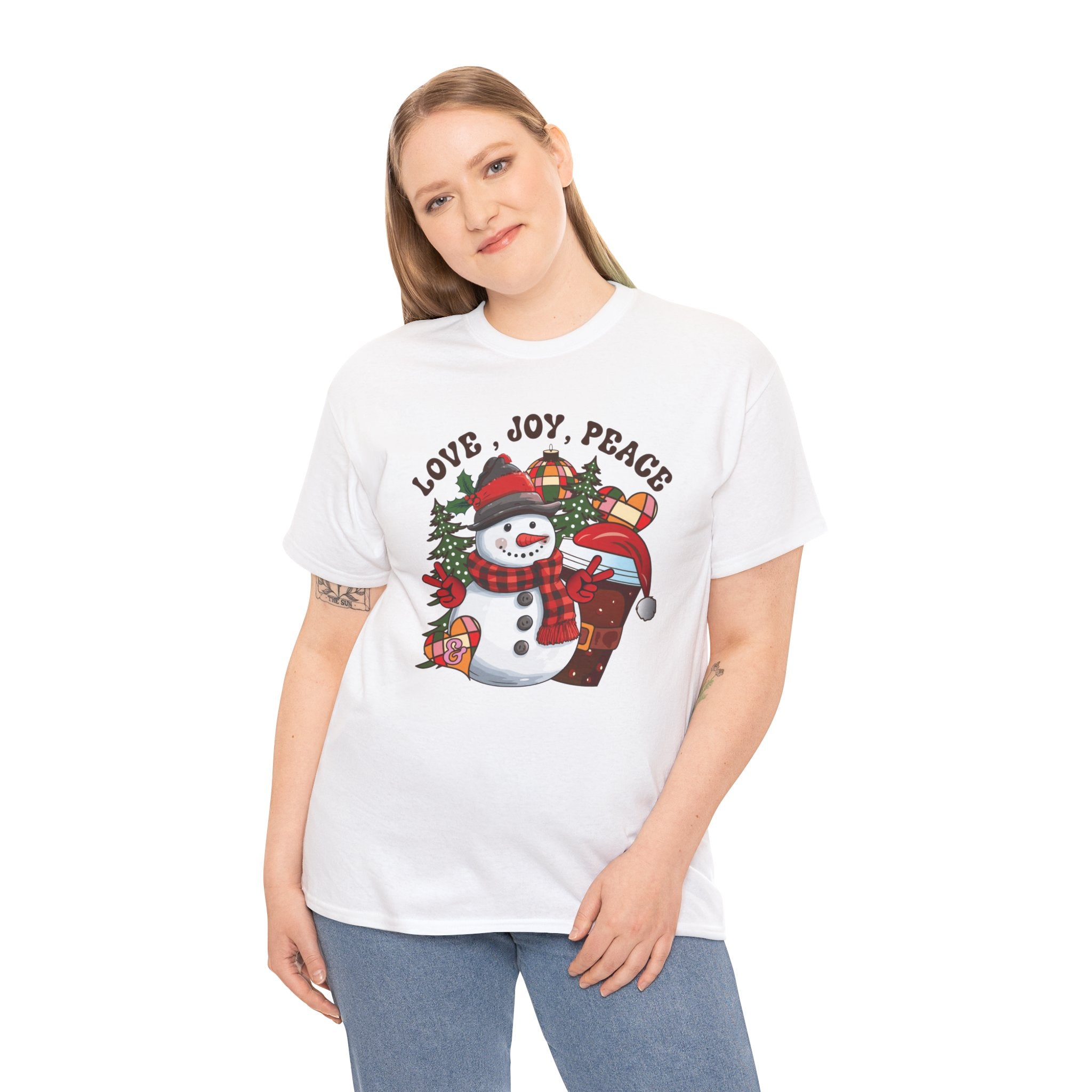 Festive Spirit Love, Joy, and Peace Christmas T-Shirt