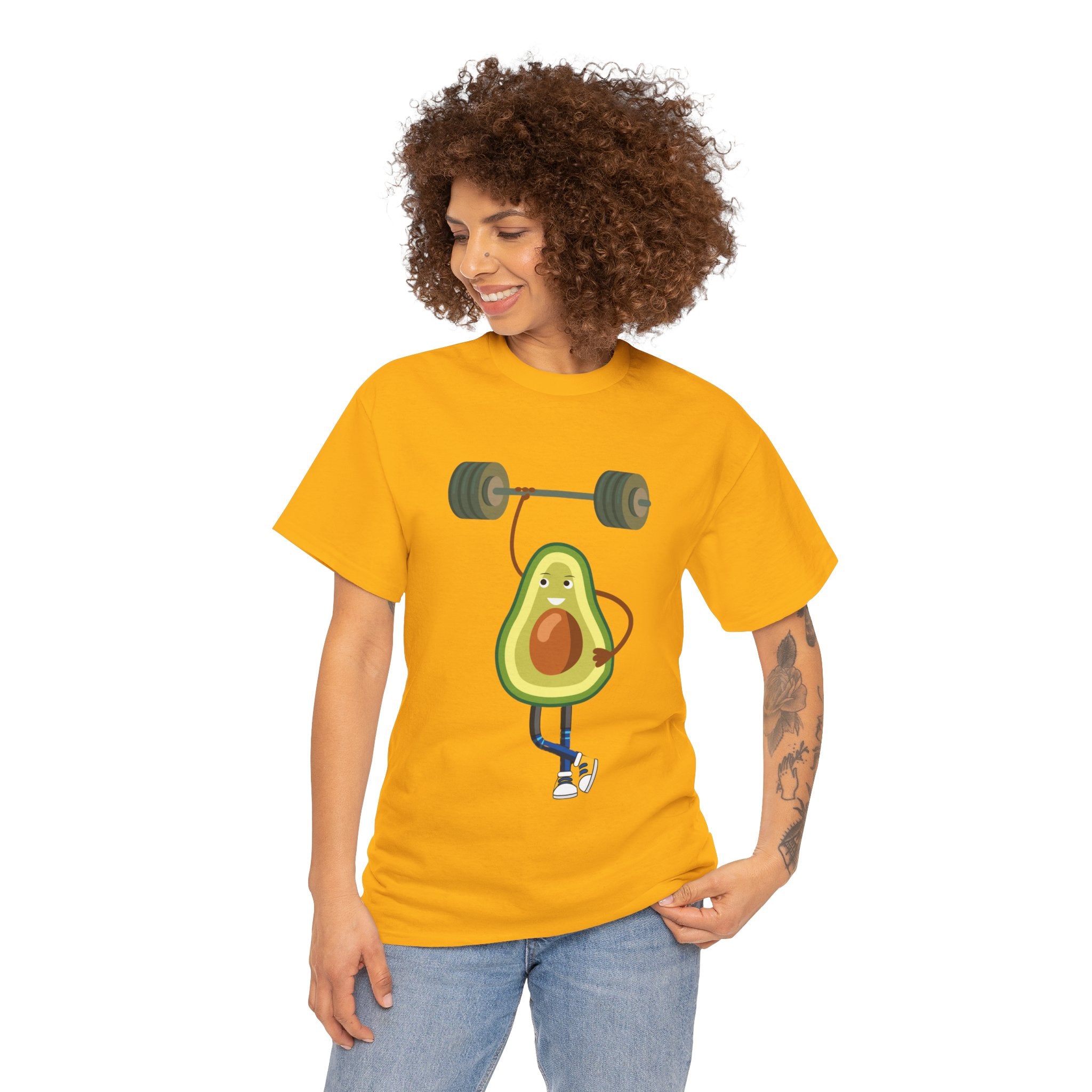 Funny Avocado Workout Tee - Cute Avocado Lifting Weights Shirt