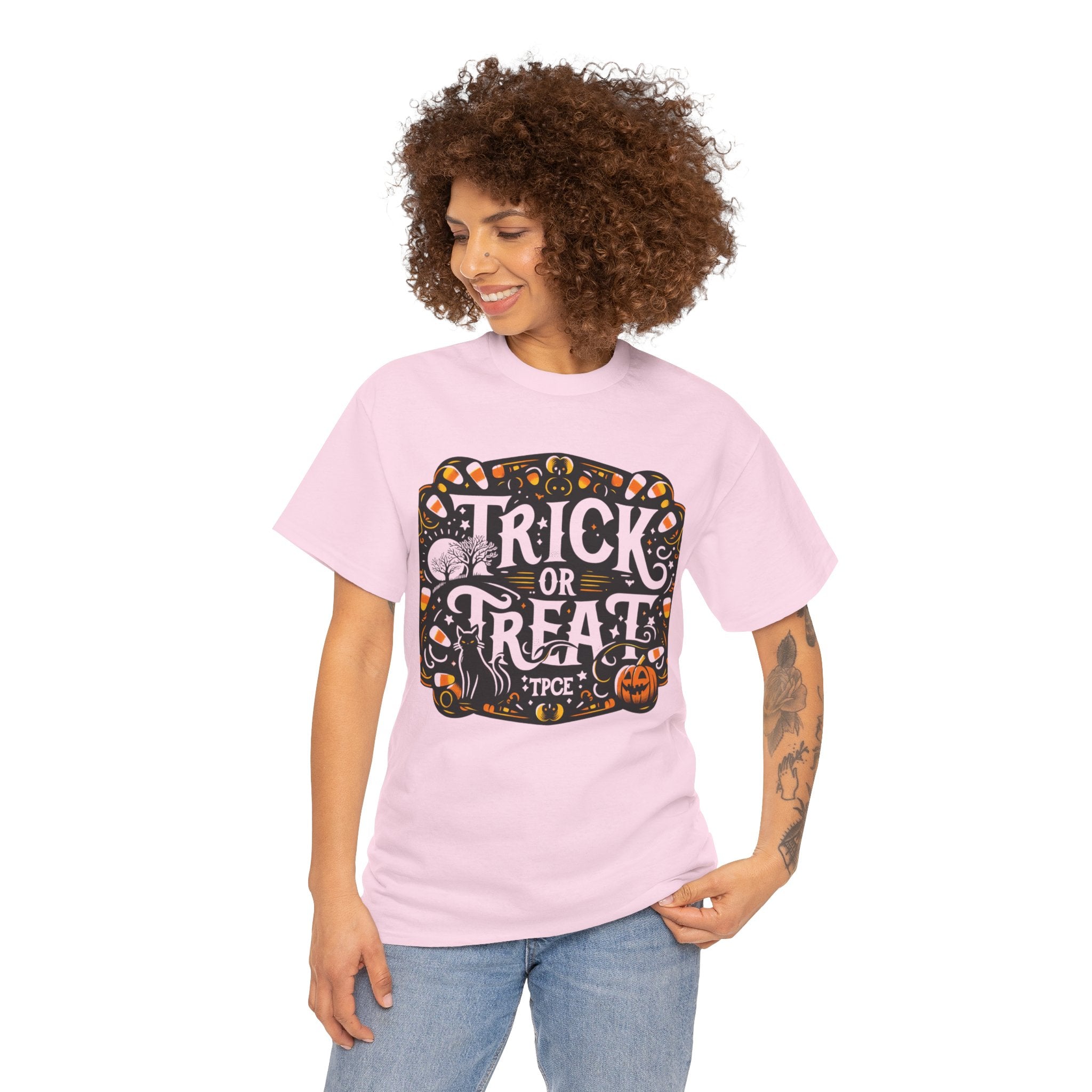 Spooky Surprise: Trick or Treat Halloween T-Shirt for Kids - Cute Ghost Design