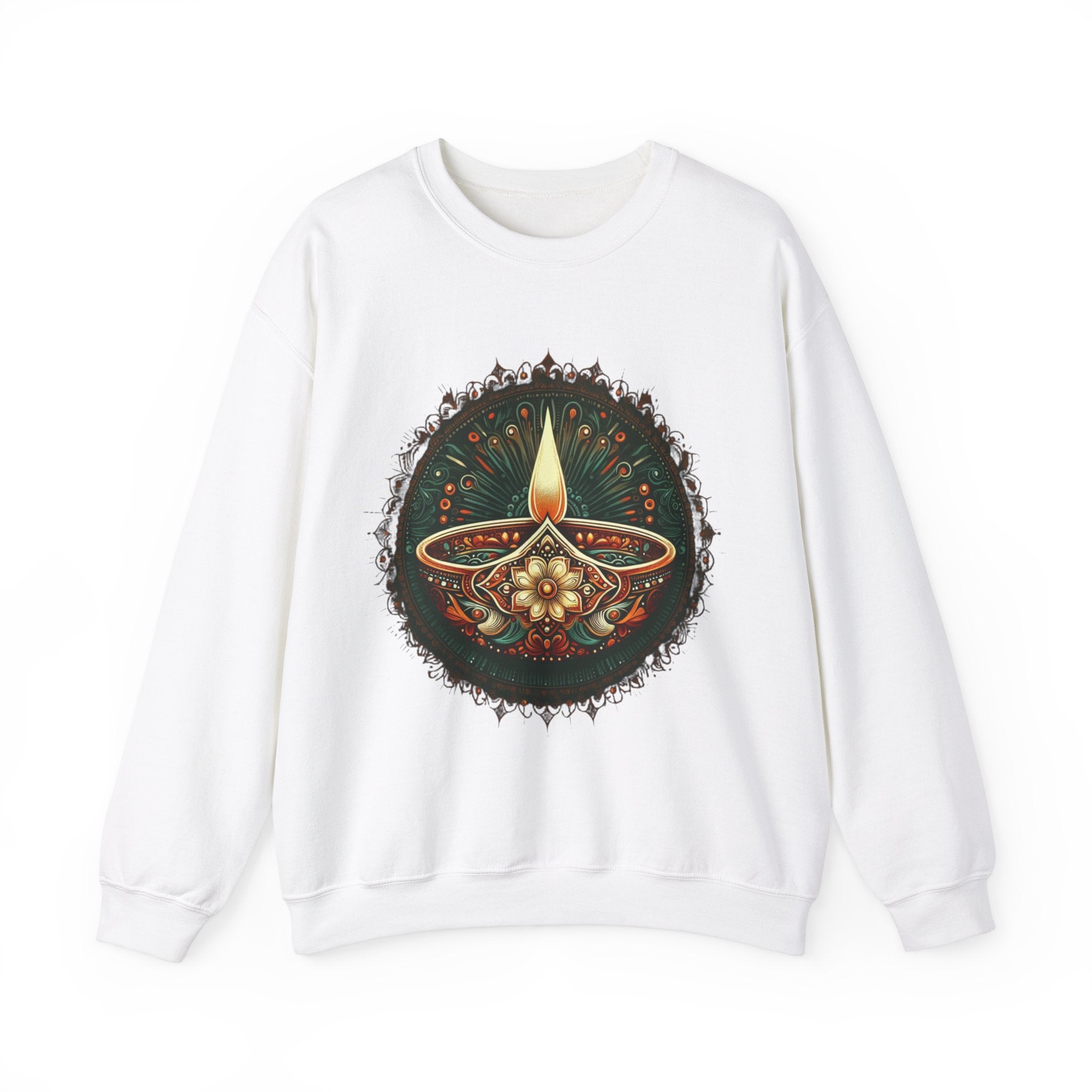 Ethnic Elegance: Traditional Indian Oil Lamp Sweatshirt