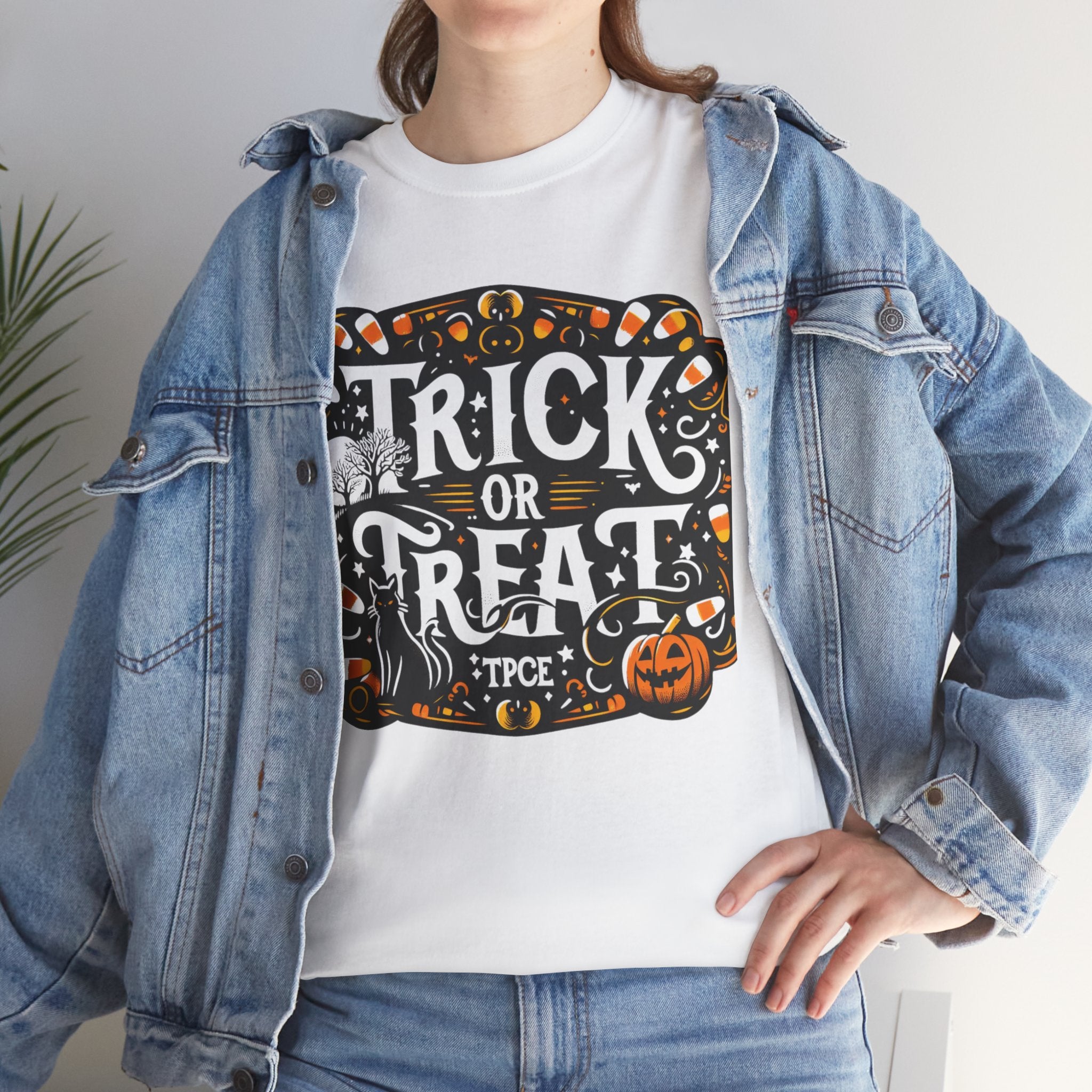 Spooky Surprise: Trick or Treat Halloween T-Shirt for Kids - Cute Ghost Design