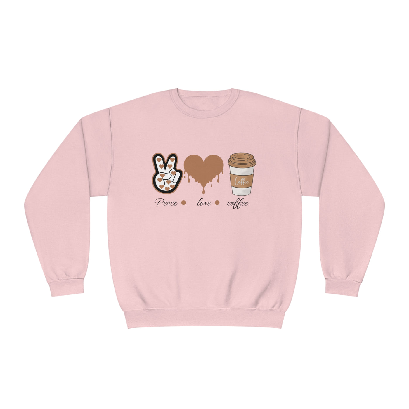 Peace, Love, & Coffee Valentine's Day Sweatshirt - Cozy Crewneck for Coffee Lovers