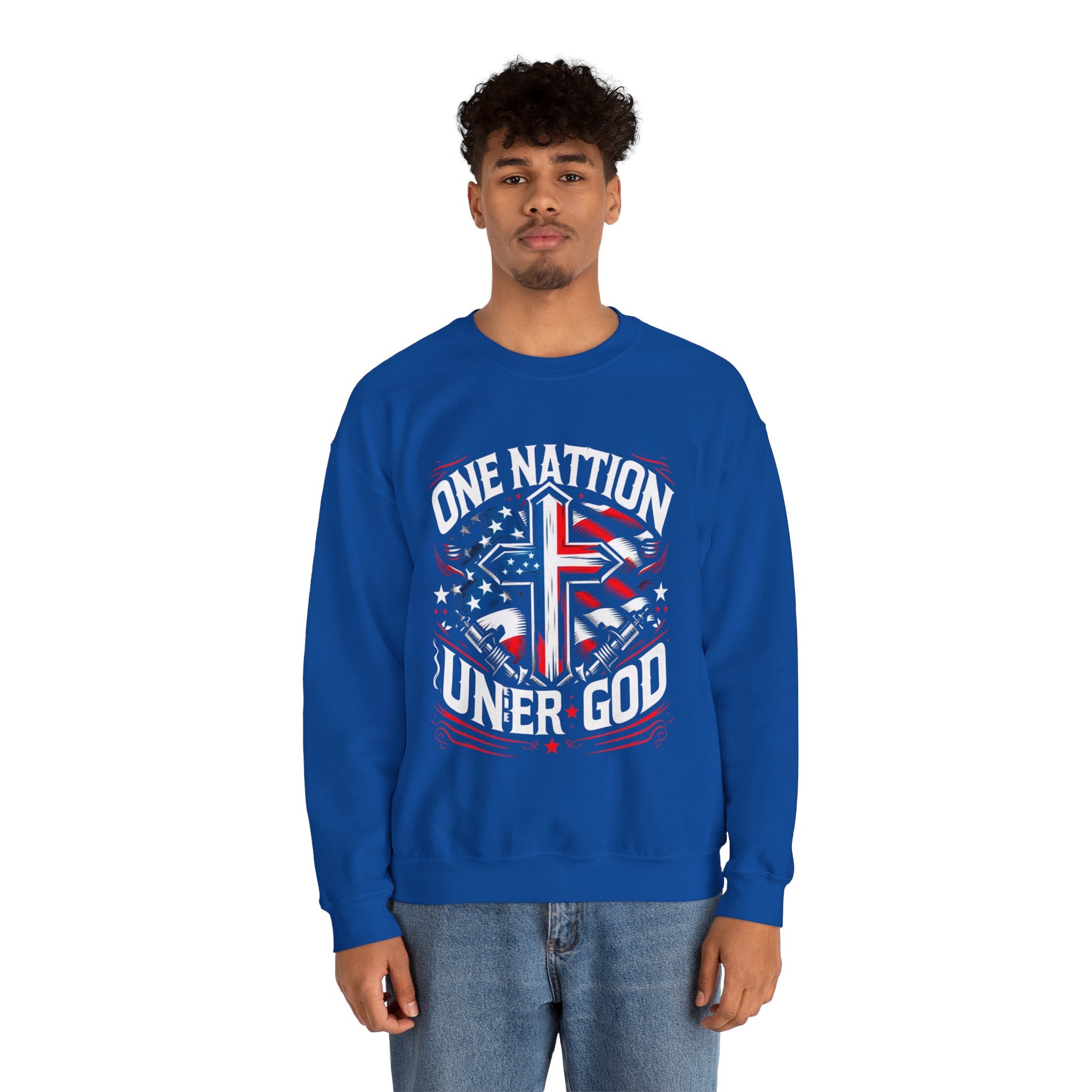 One Nation Under God Sweatshirt - Patriotic American Flag Design