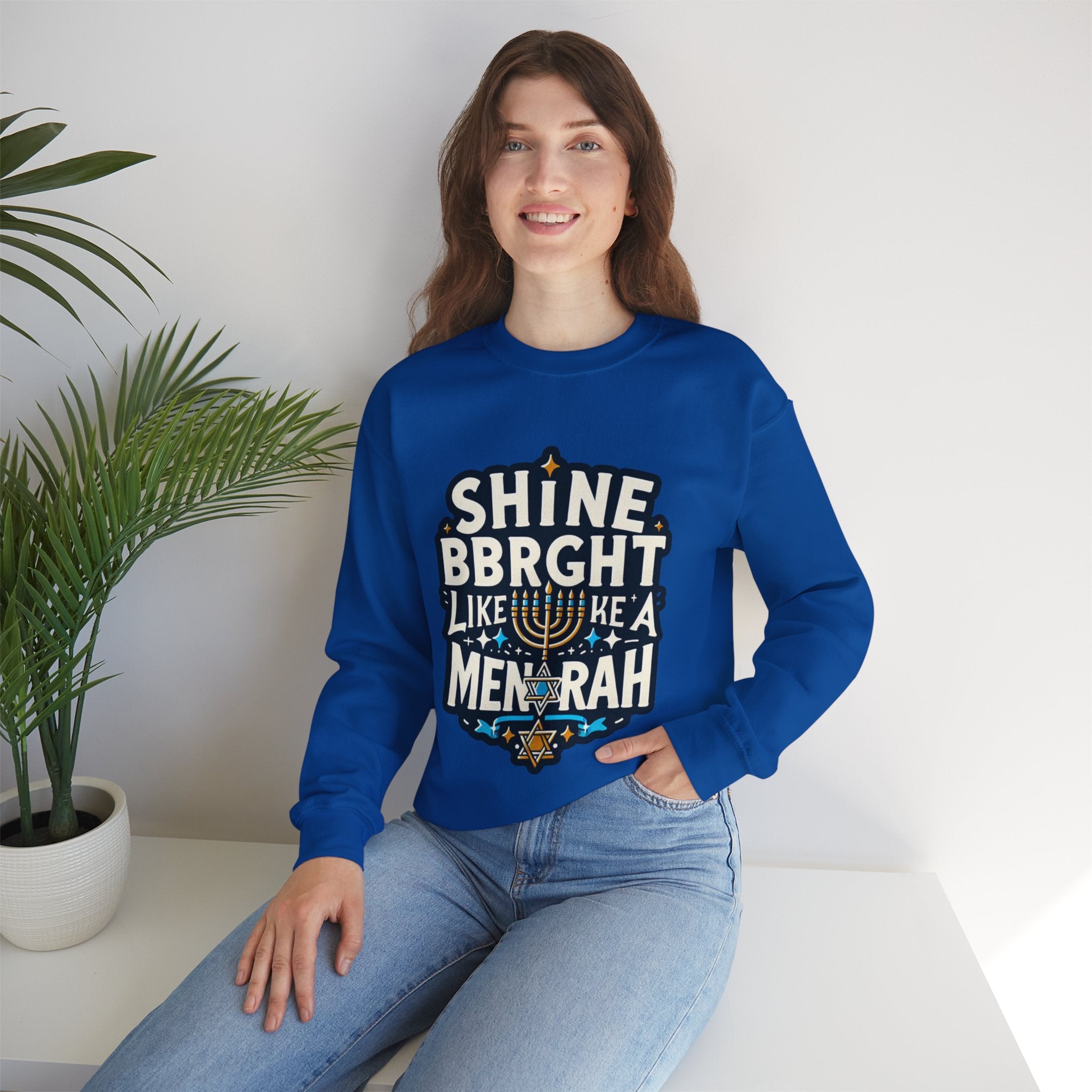 Shine Bright Like a Menorah Sweatshirt: Celebrate the Radiance of Hanukkah in Style