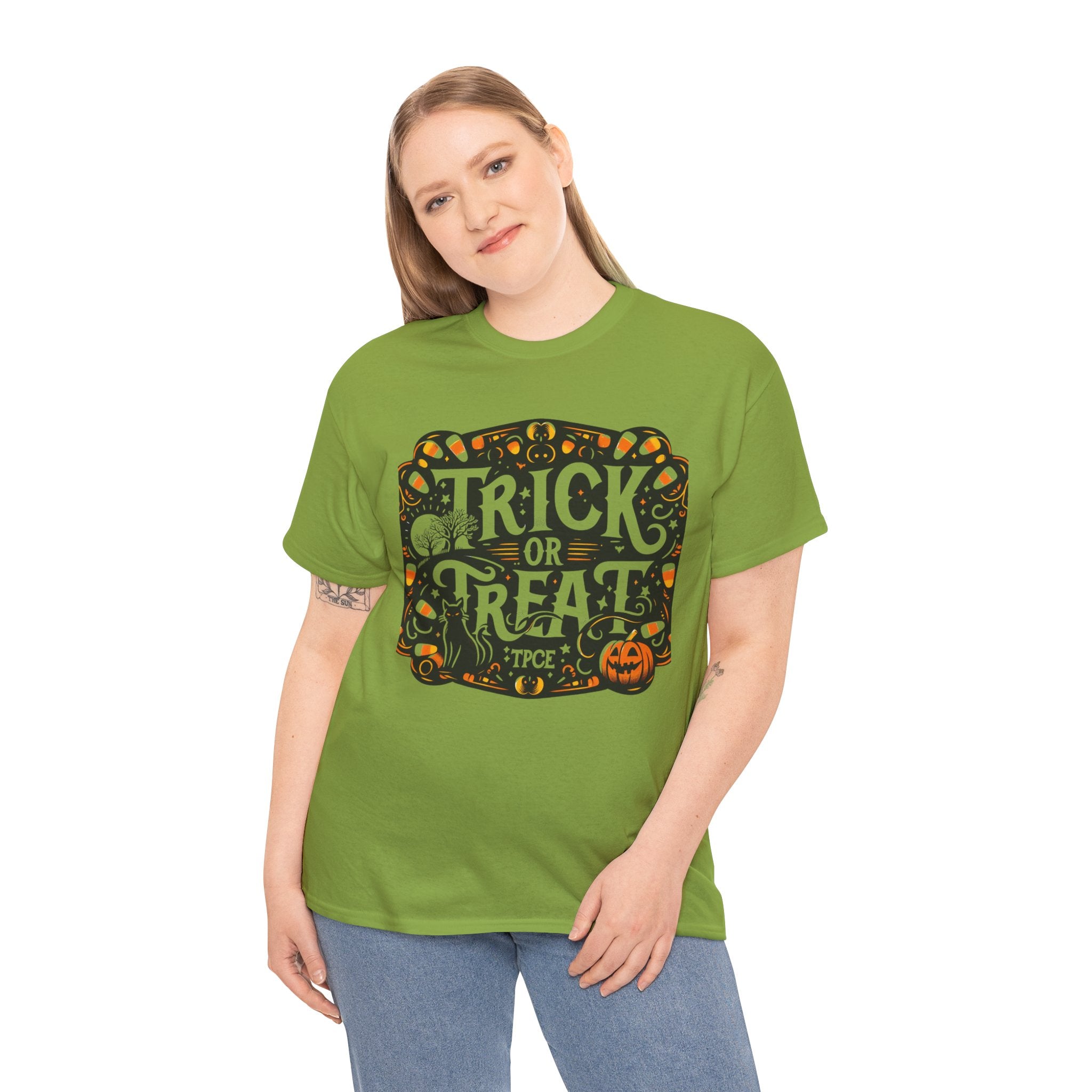 Spooky Surprise: Trick or Treat Halloween T-Shirt for Kids - Cute Ghost Design